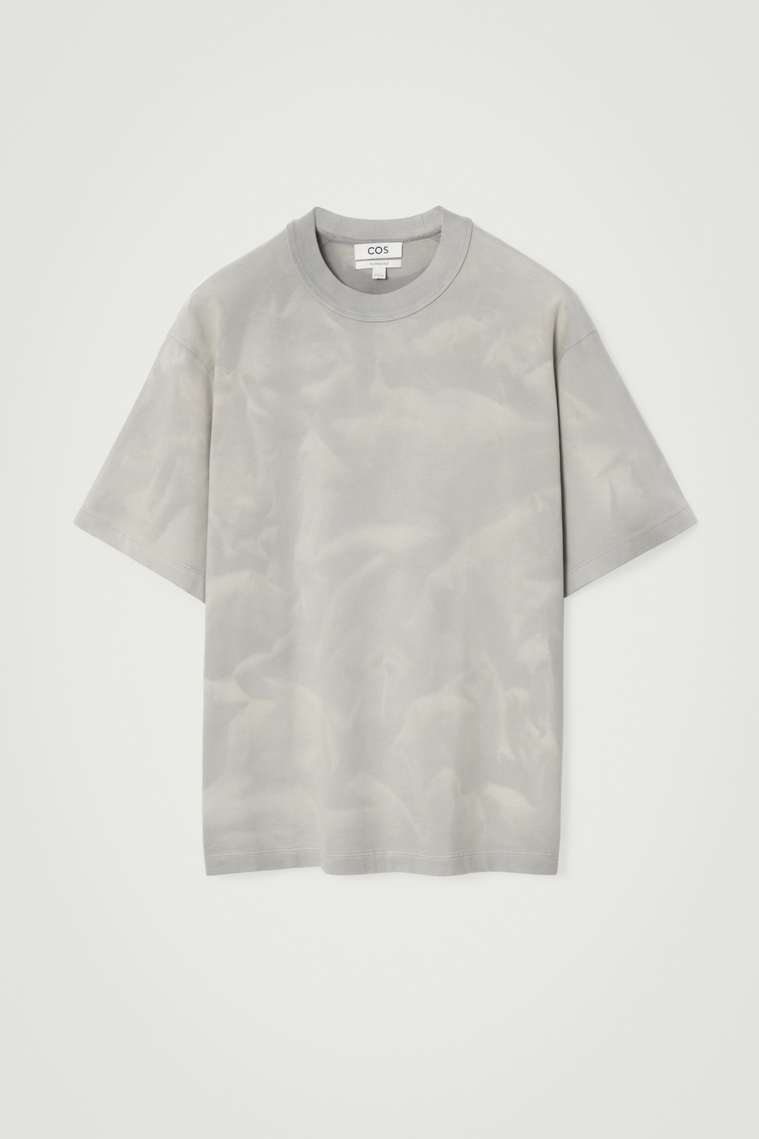 OVERSIZED ACID-WASH COTTON T-SHIRT - GREY/LIGHT GREEN - 1
