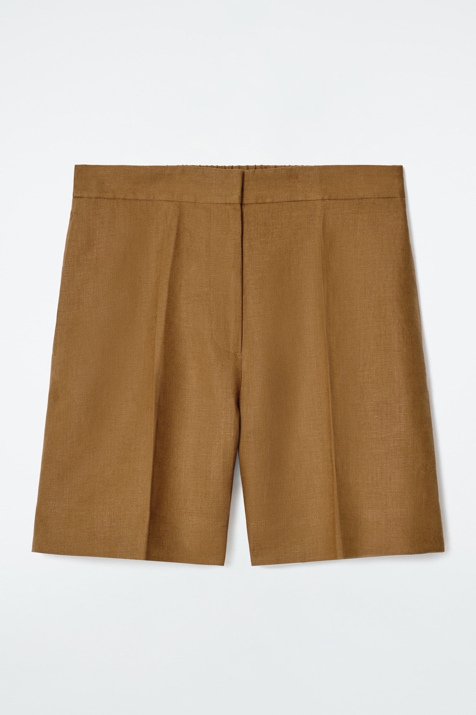 SHORT DE TAILLEUR À TAILLE ÉLASTIQUÉE EN LIN - OCRE/JAUNE BEURRE/BLANC/BLEU MARINE - 2
