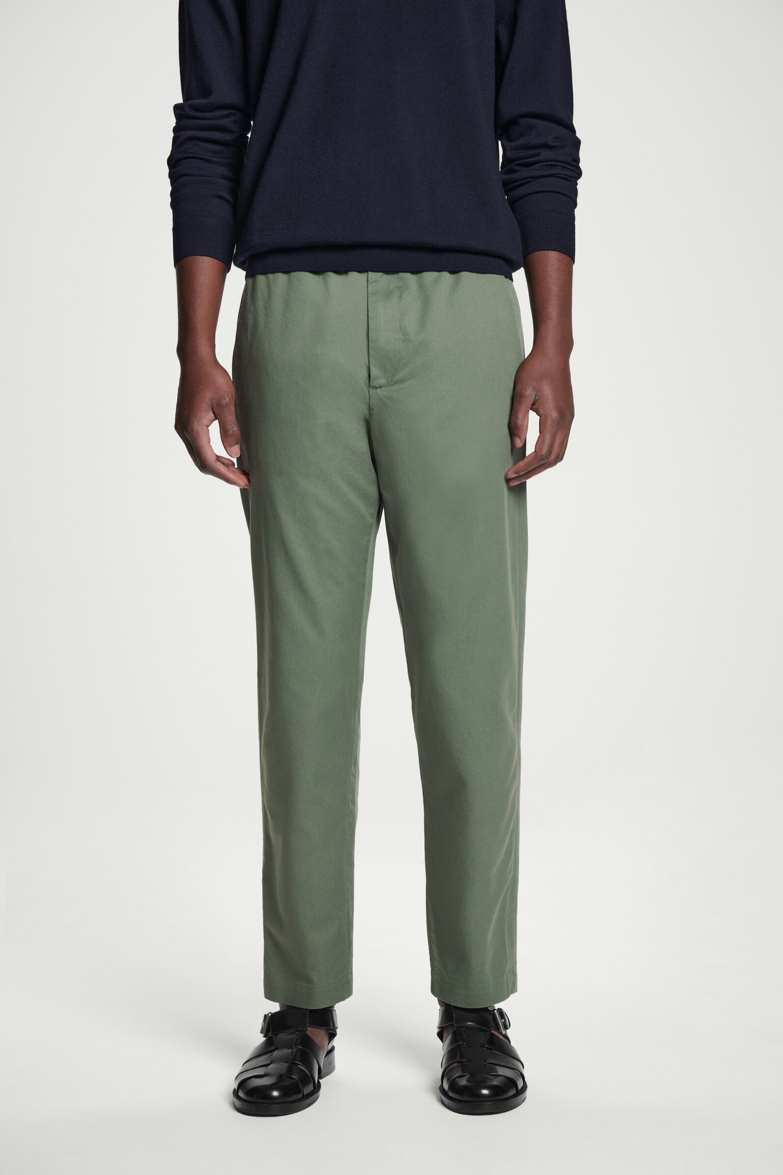 PANTALON FUSELÉ EN SERGÉ - VERT/NOIR/BEIGE - 4