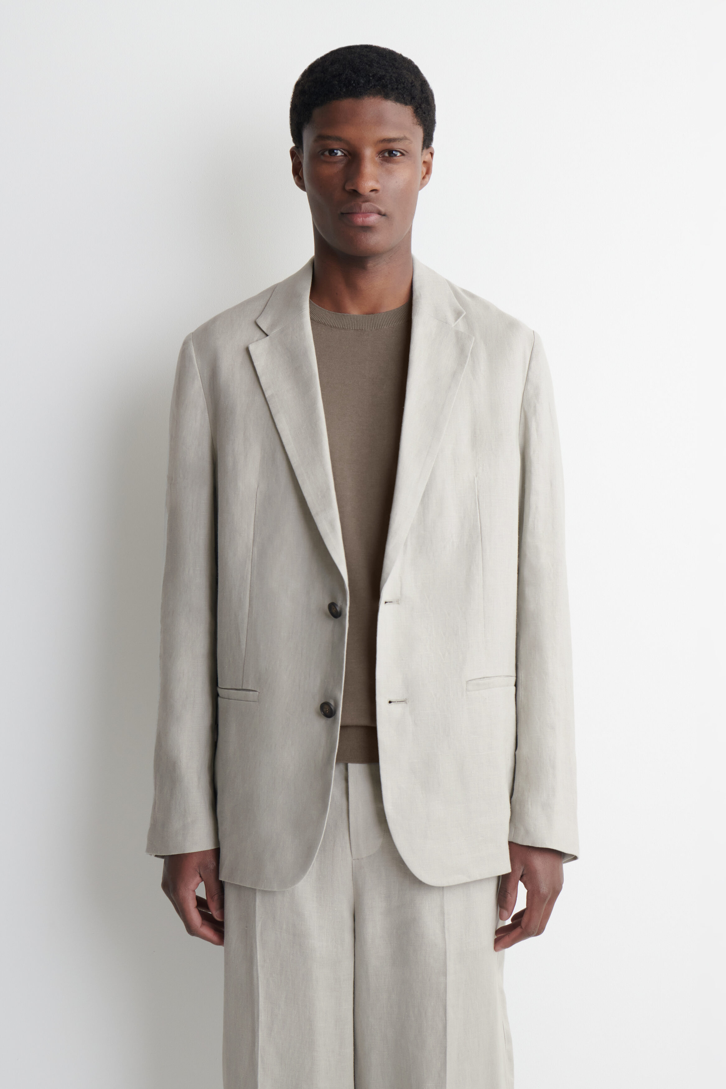 SINGLE-BREASTED LINEN BLAZER - LIGHT GREEN | COS US