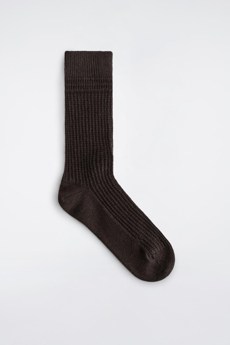 Cos Waffle-knit Socks In Brown