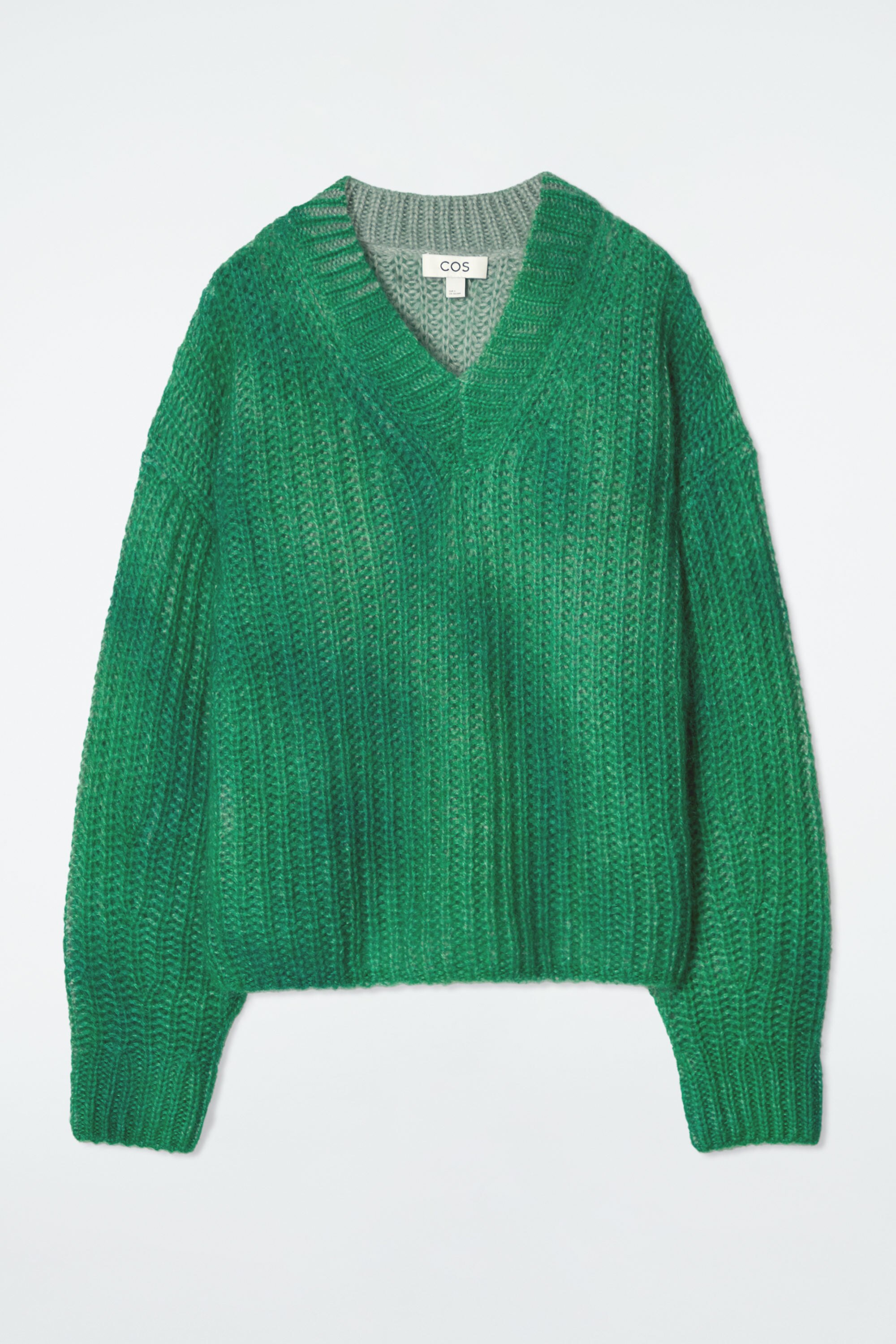 安価 ワタナベ MOHAIR SPRAY-EFFECT V-NECK COS | GREEN - SWEATER テープ・マスキングテープ