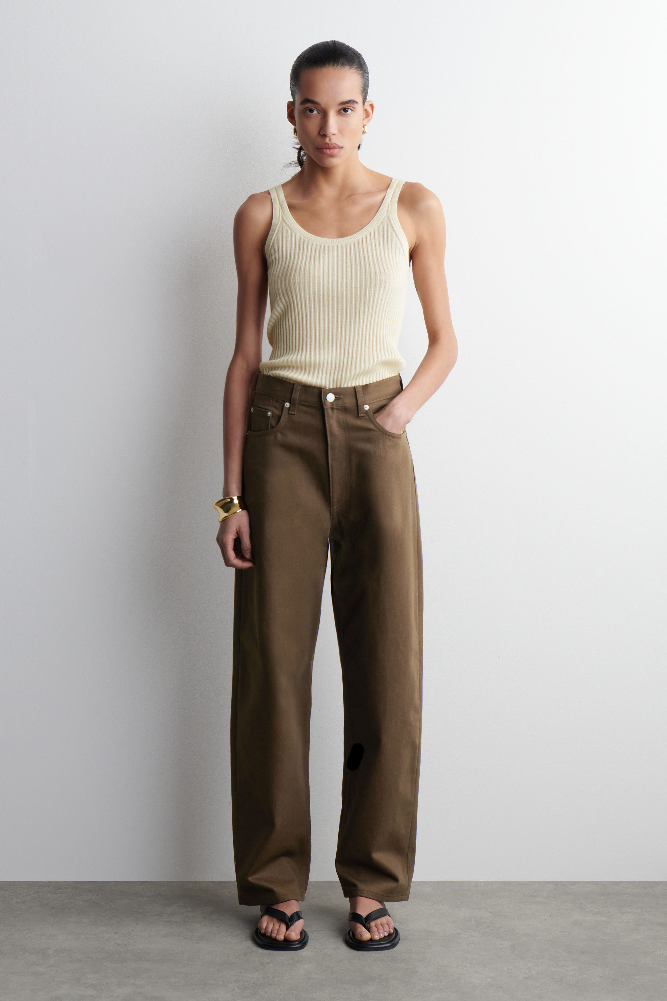 【U LAN】Betty Tin Beige Wide Denim Pants Joe Unite - Beige – Gabba