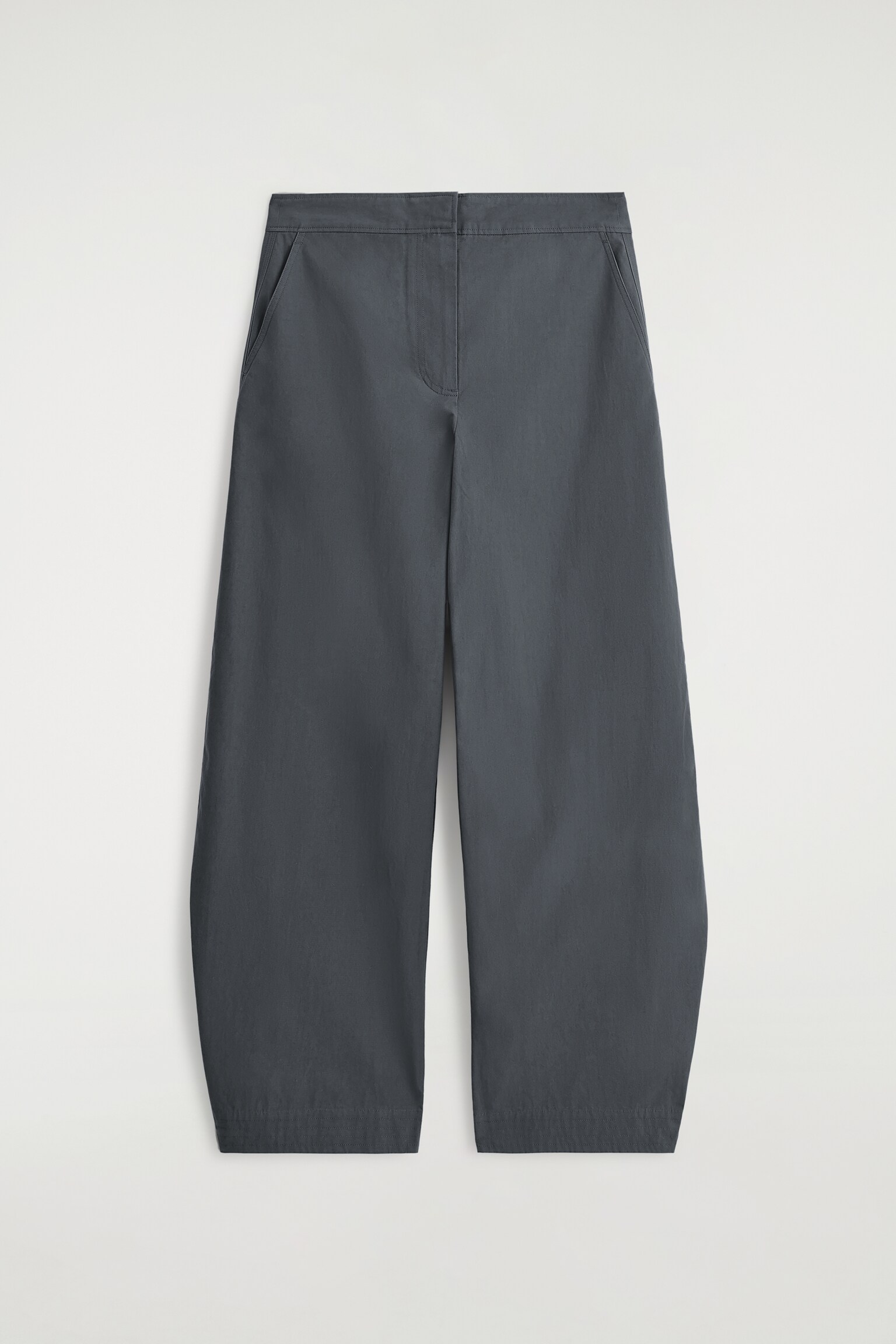 PIMA COTTON BARREL-LEG TROUSERS - DARK GREY/NAVY - 2