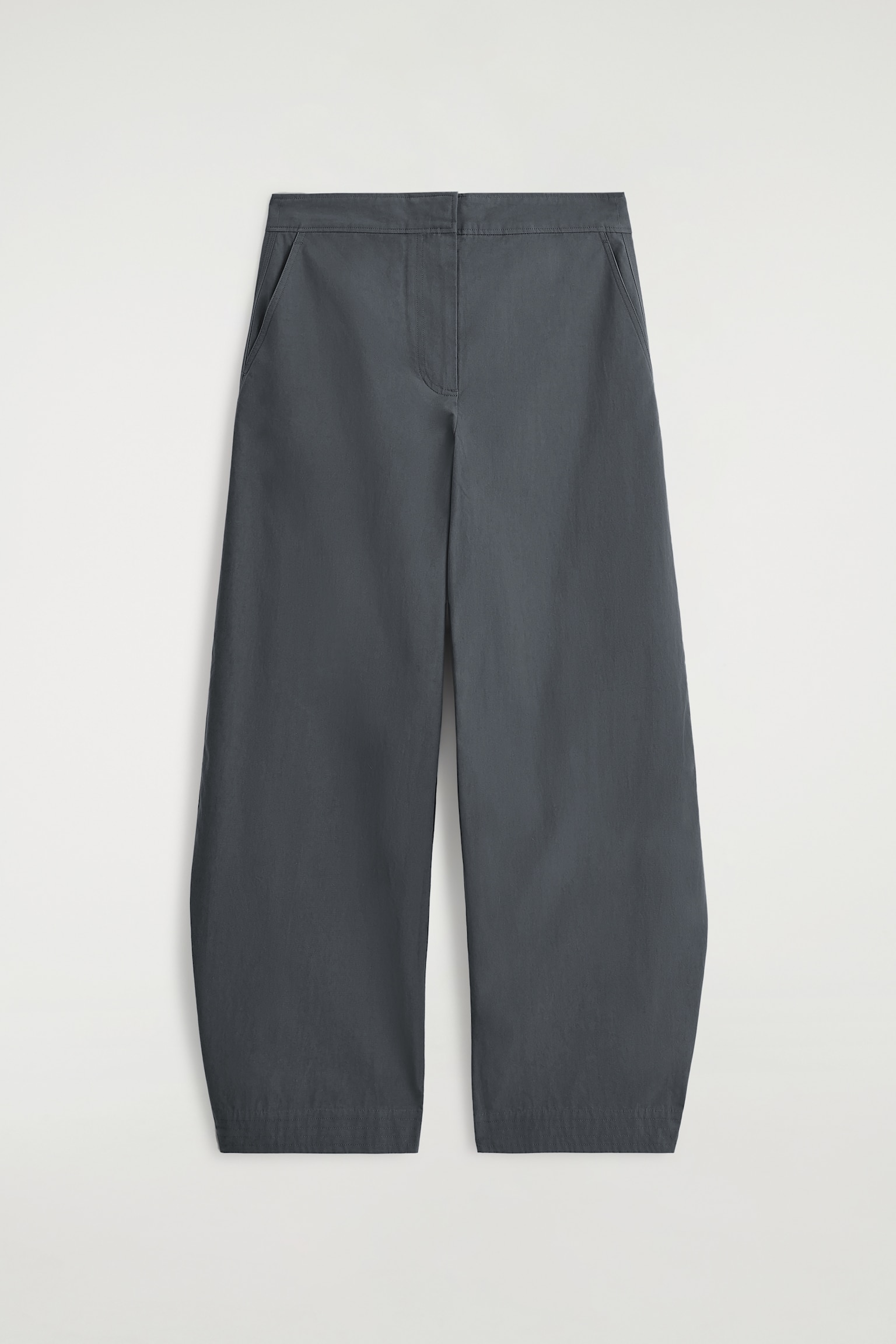 PANTALON BARREL EN COTON PIMA - GRIS FONCÉ/BLEU MARINE - 2