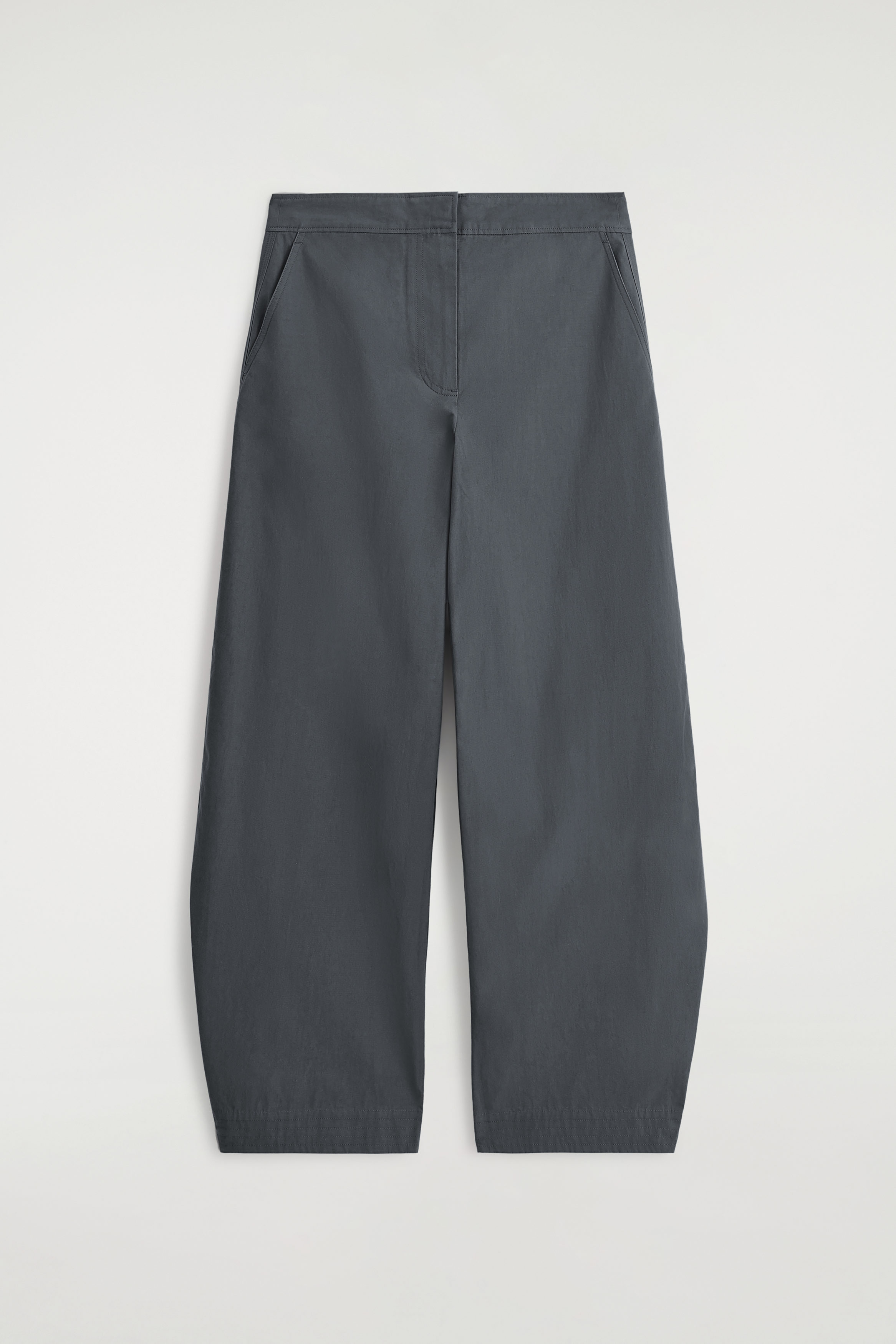 PIMA COTTON BARREL-LEG PANTS - DARK GRAY | COS