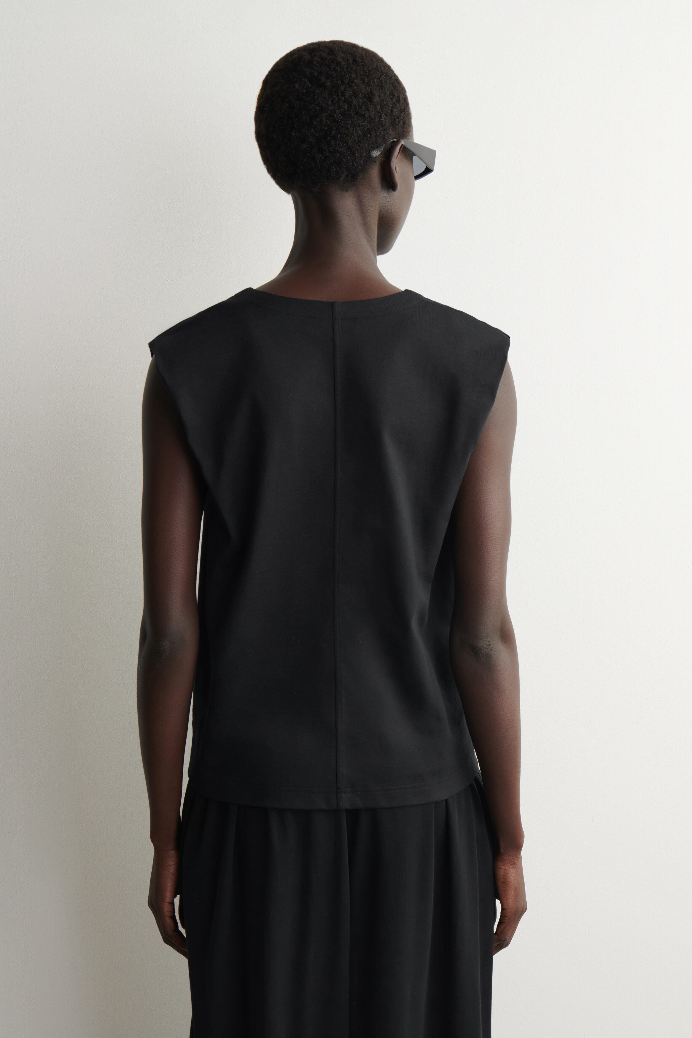 FOLDED-SHOULDER COTTON-JERSEY TANK TOP - BLACK | COS CA