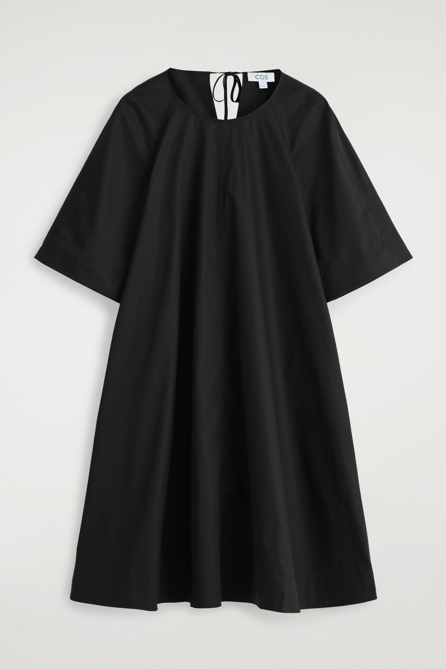 ABITO MINI A TRAPEZIO CON LACCI SUL RETRO - NERO/ROSSO - 2