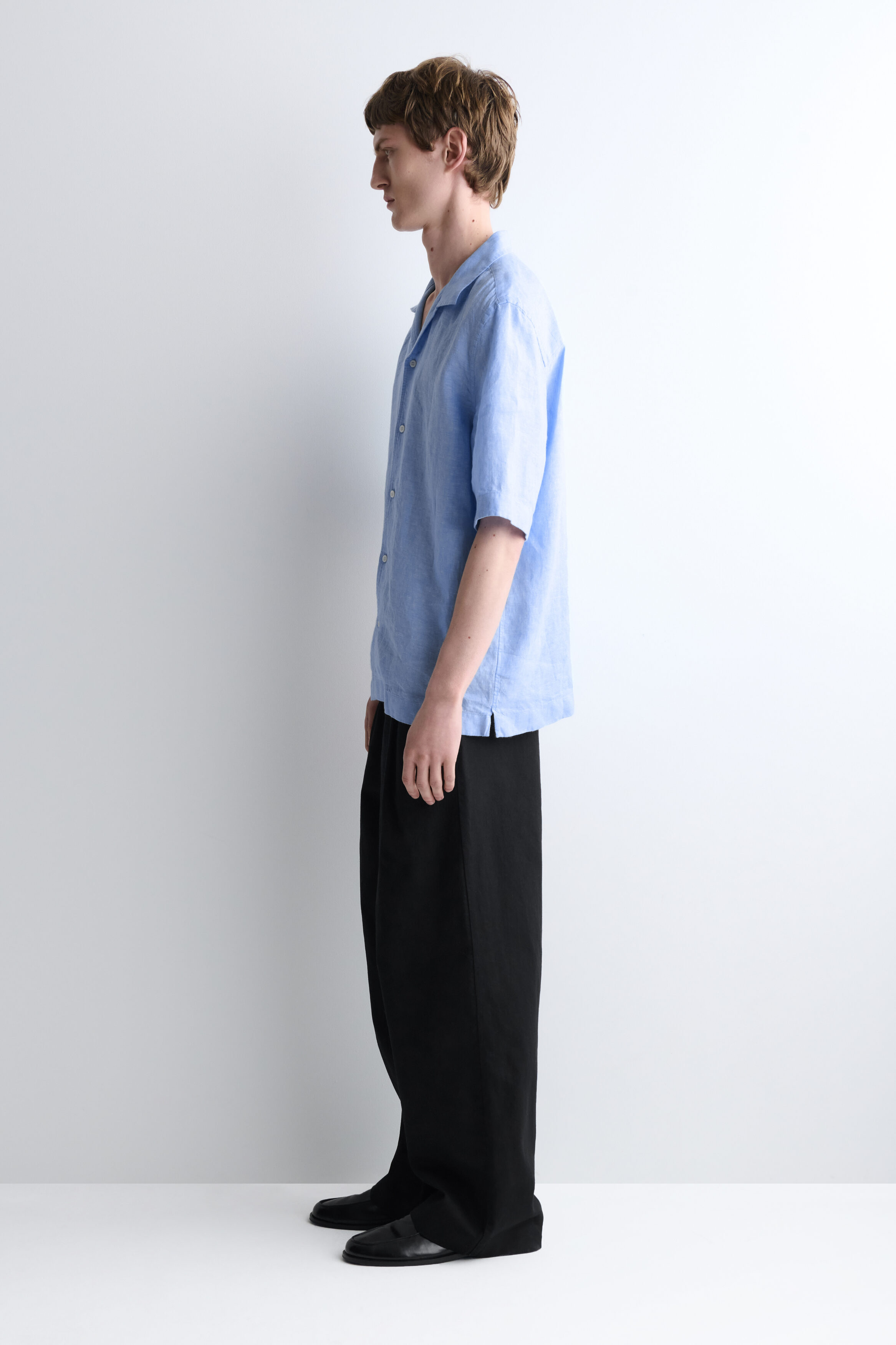 CAMP-COLLAR SHORT-SLEEVED LINEN SHIRT - thumbnail 9