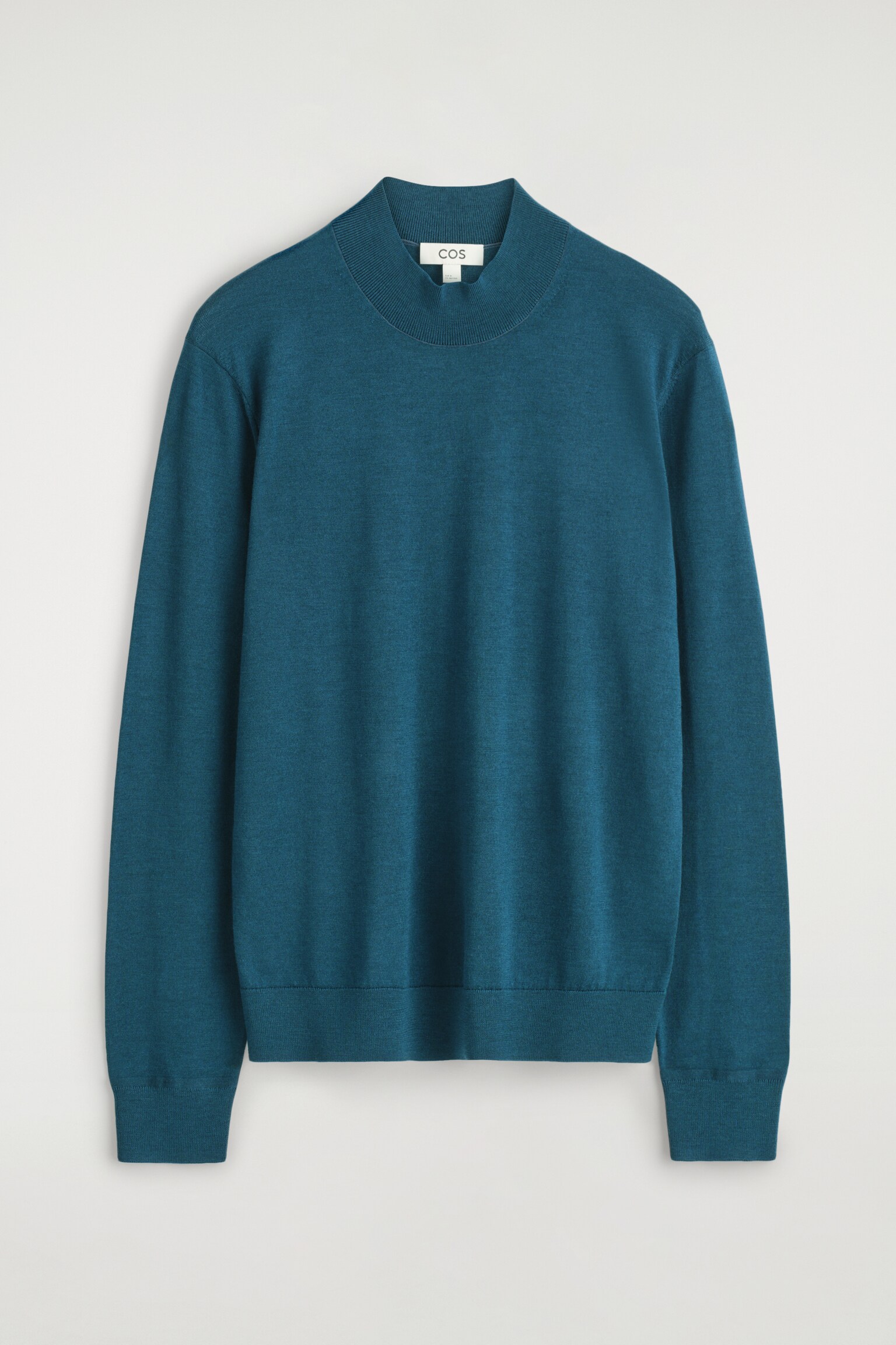 PULL SLIM À COL MONTANT EN LAINE - SARCELLE/NOIR - 2