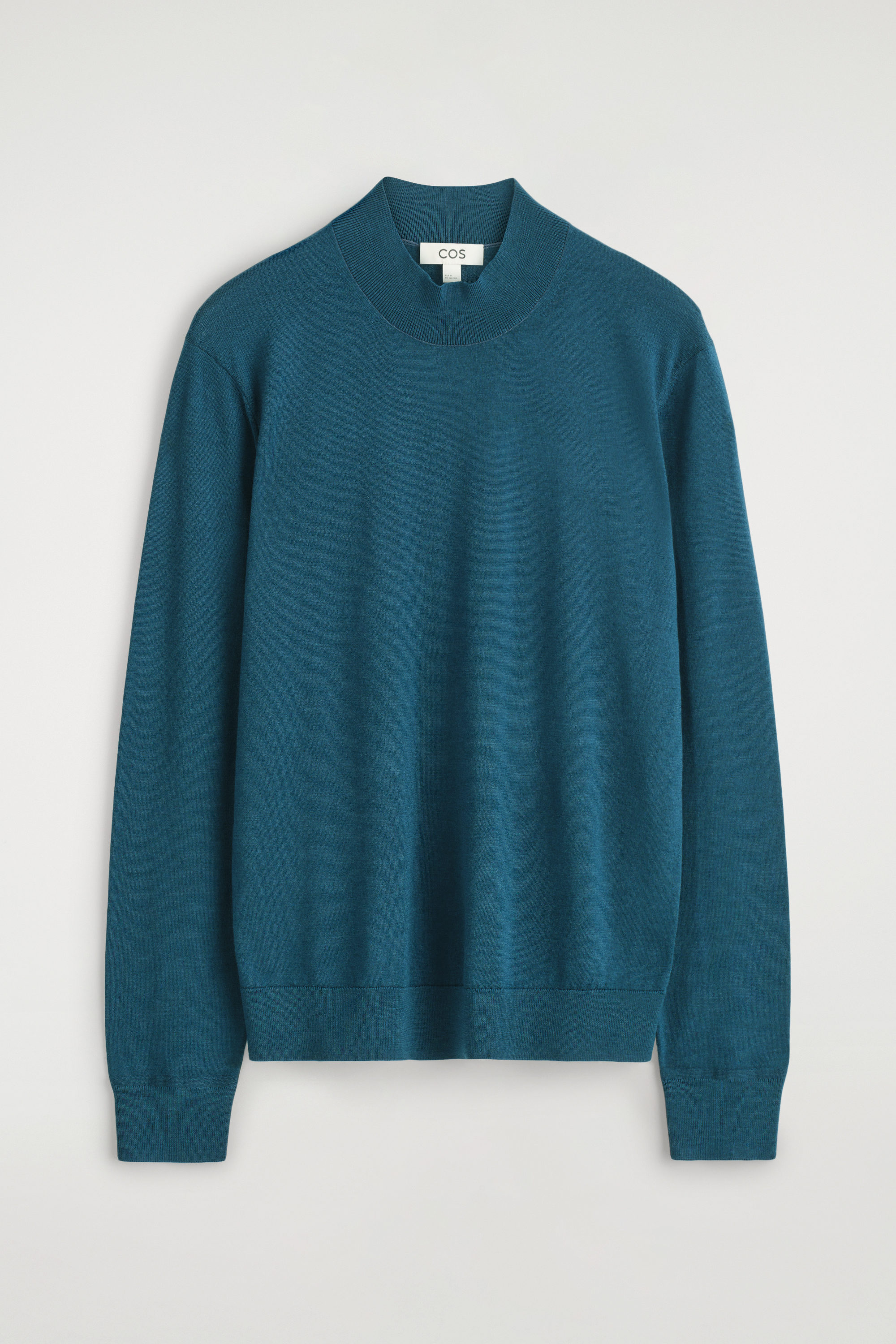 SLIM MERINO WOOL MOCK-NECK SWEATER - TEAL | COS