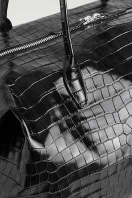 MONTMARTRE BOWLING BAG - CROC-EFFECT LEATHER — BLACK / CROC EFFECT 3