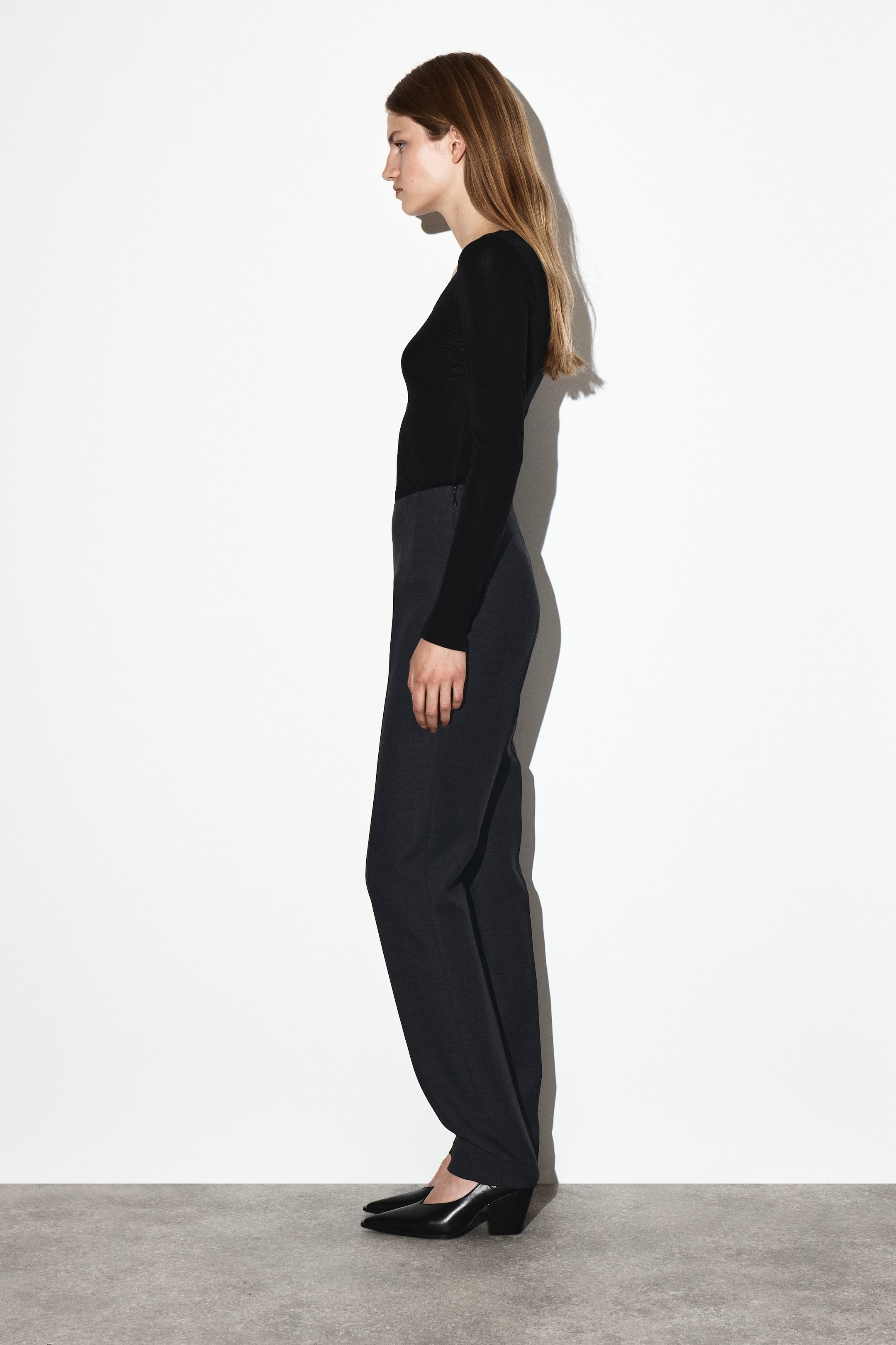 WOOL-BLEND SLIM-LEG PANTS