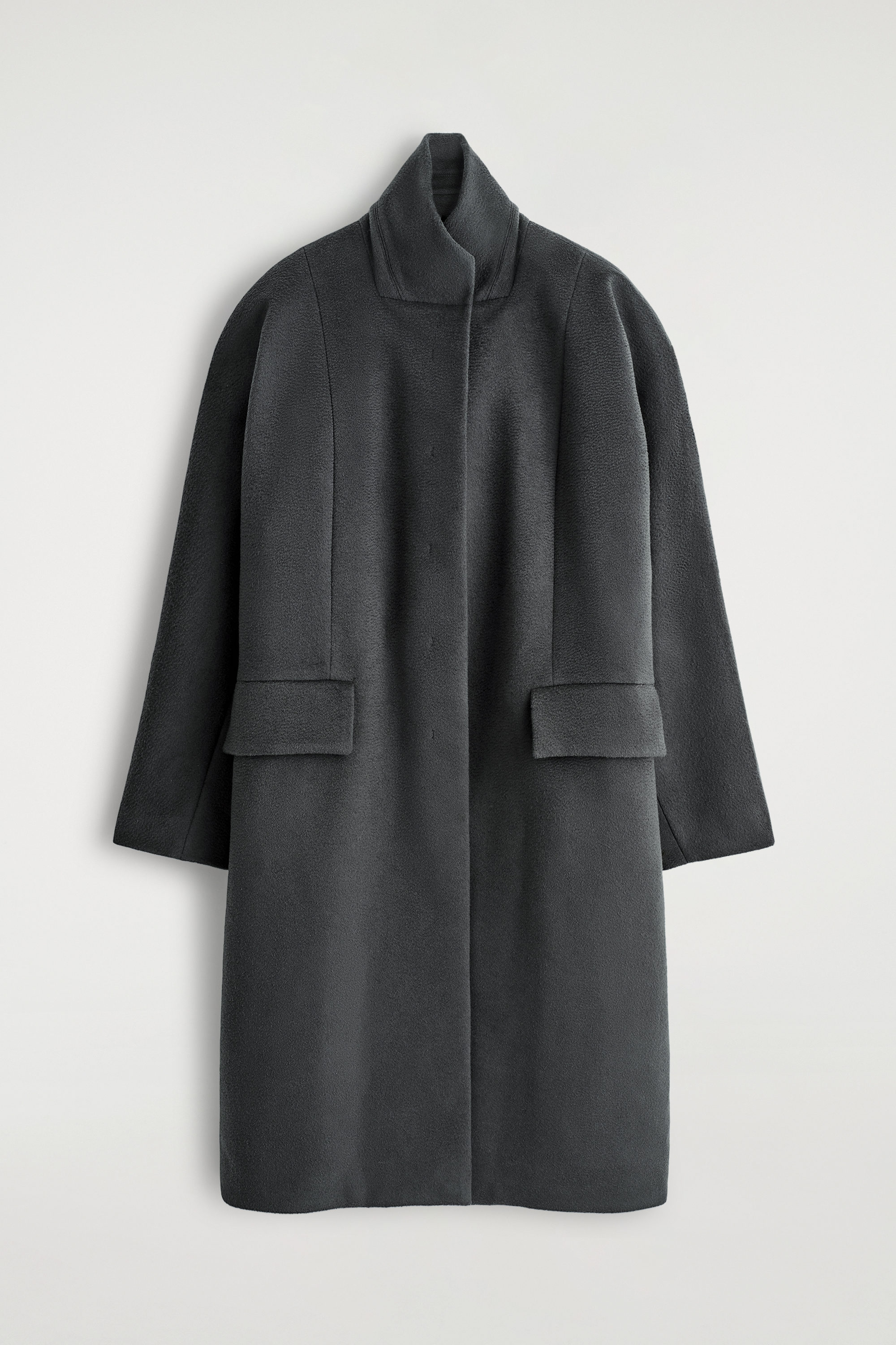 TAILORED WOOL-ZIBELINE LONG COAT - STEEL | COS