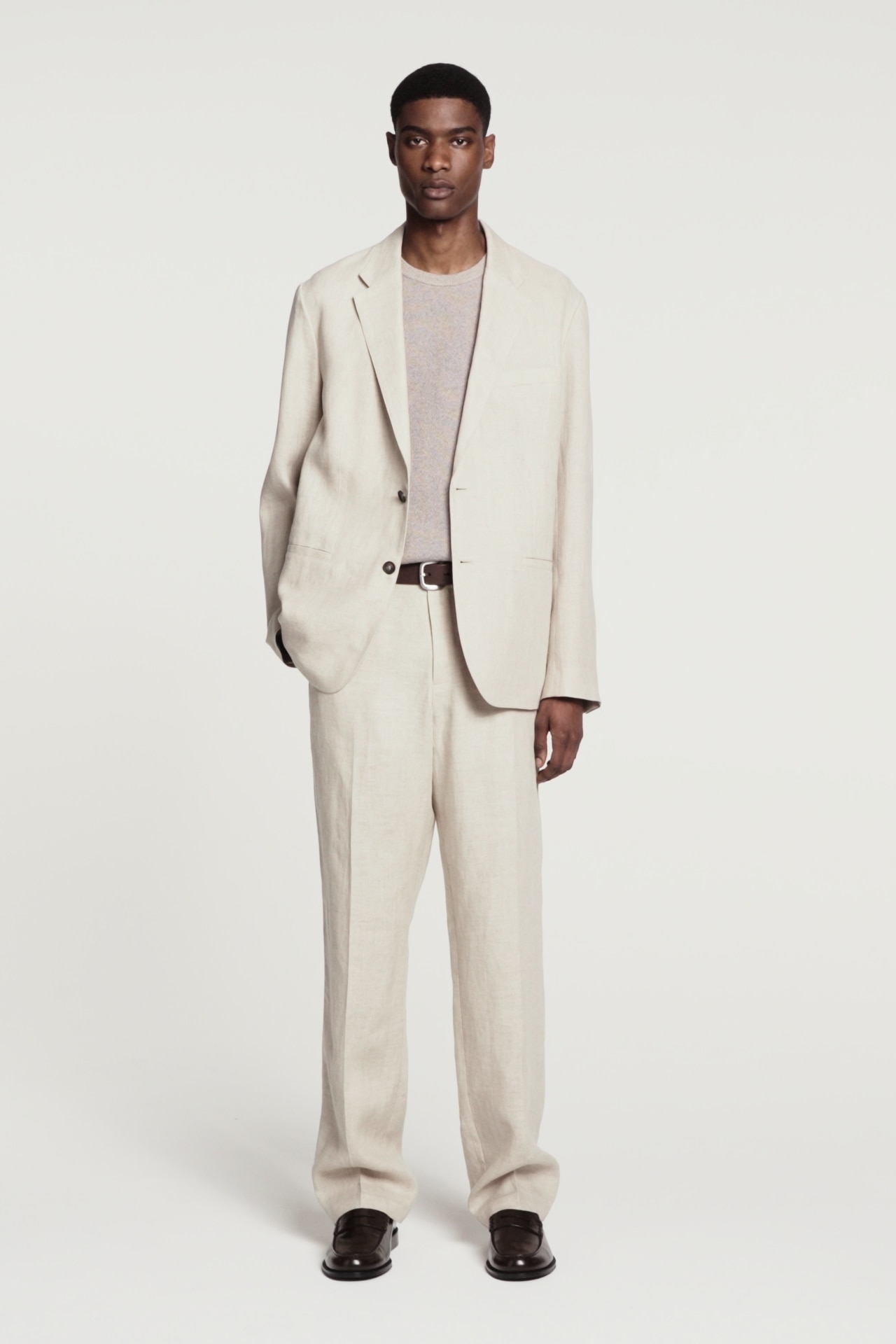 RELAXED LINEN TAPERED PANTS - BEIGE / UNDYED | COS