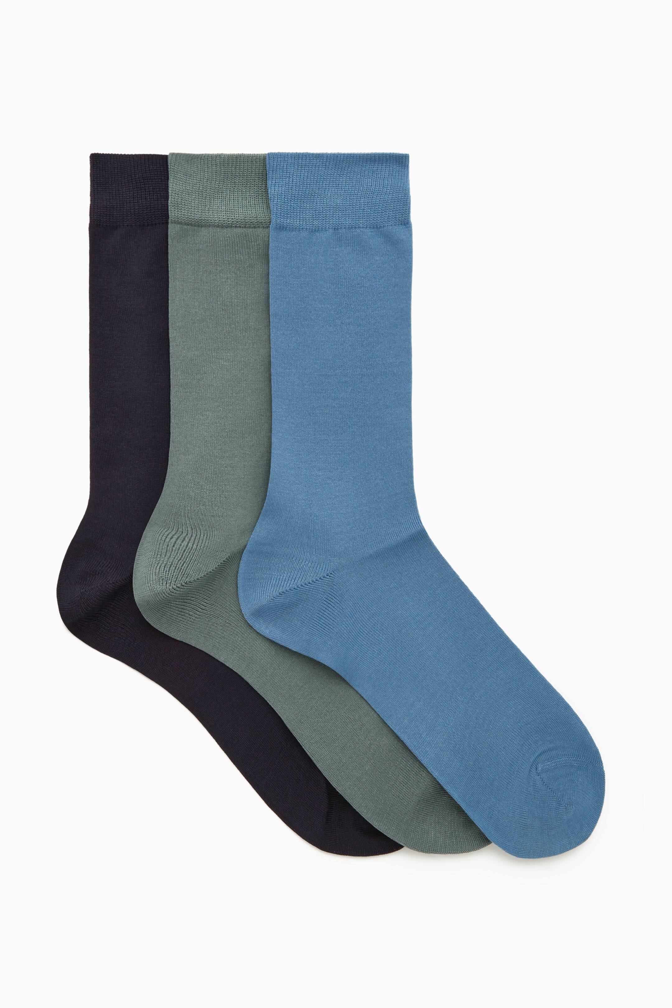 Grotere afbeelding bekijken: 3-PACK MERCERISED COTTON SOCKS - TURQUOISE - HEREN | H&M NL 1