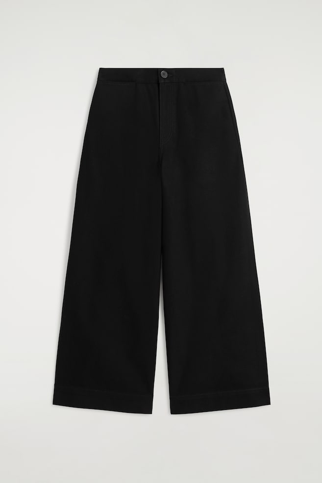 VERKÜRZTE HOSE AUS DENIM MIT WEITEM BEIN - SCHWARZ/BRAUN/ECRU - 1