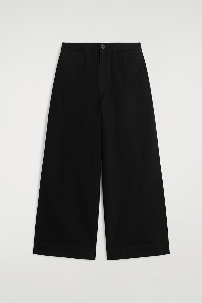 Cos Cropped Wide-leg Denim Trousers In Black