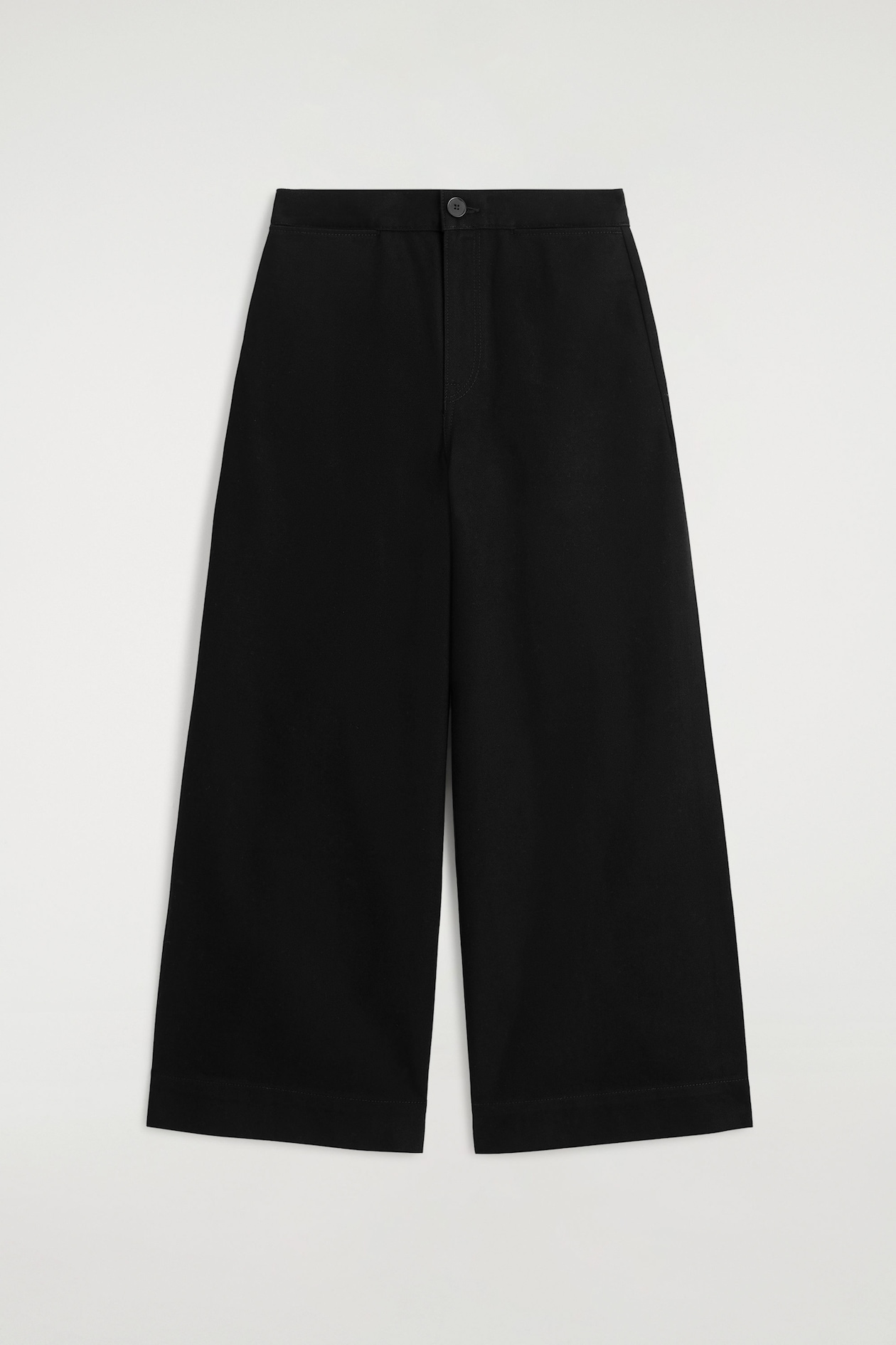CROPPED WIDE-LEG DENIM PANTS — BLACK