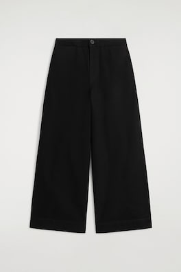 CROPPED WIDE-LEG DENIM PANTS — BLACK 6