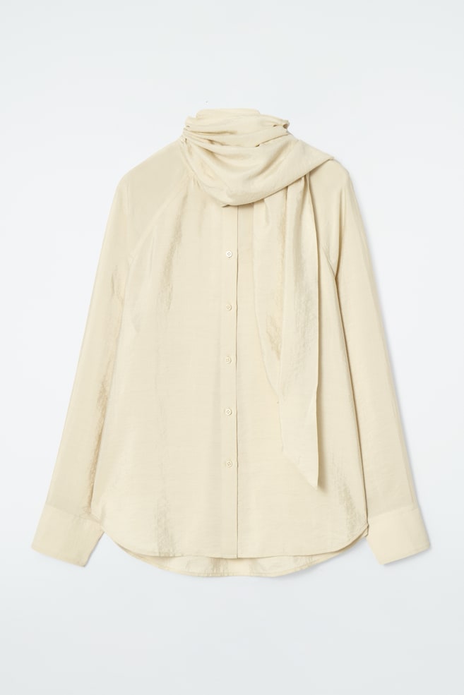 BLOUSE À DÉTAIL FOULARD EN SOIE - SABLE - 1