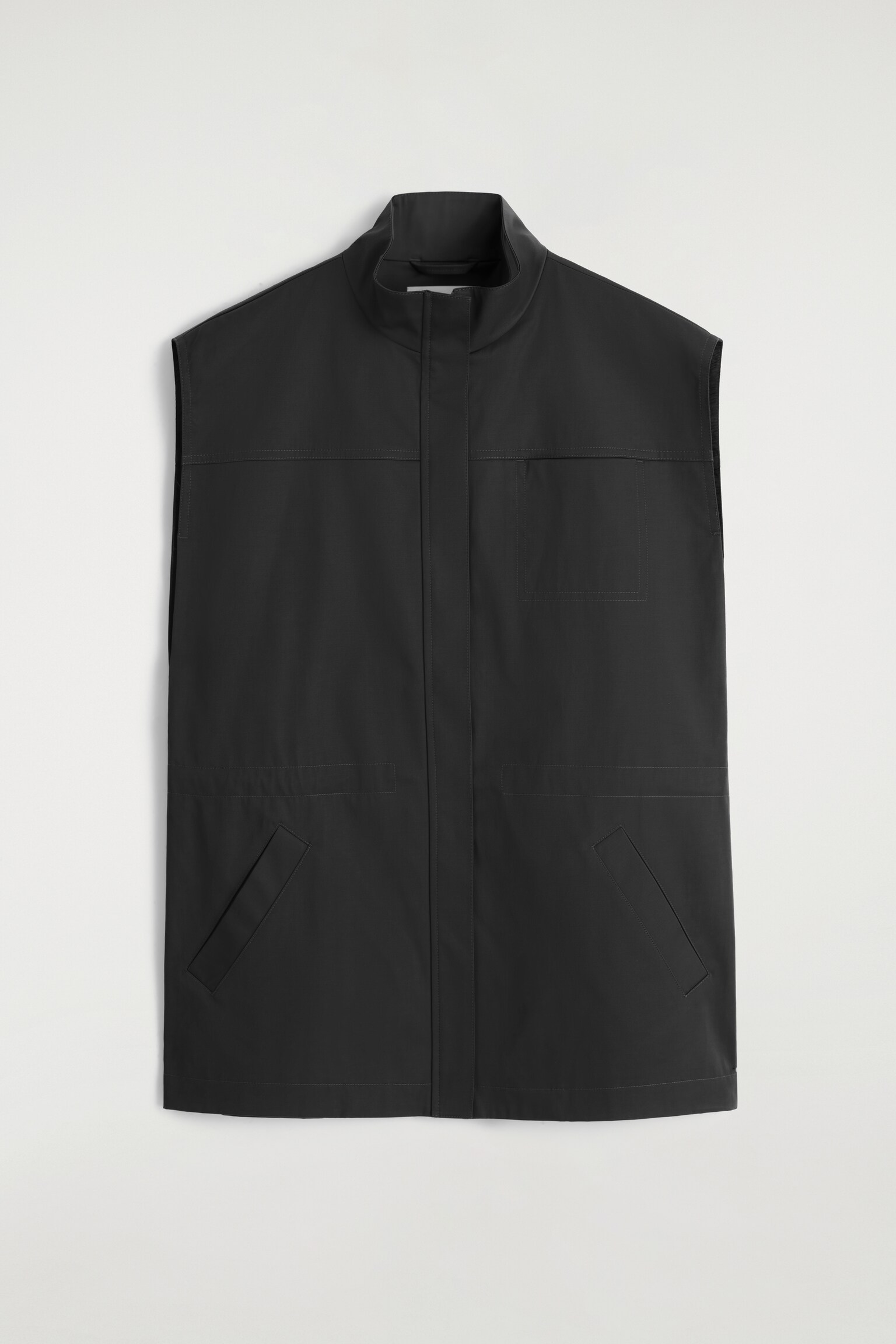 GILET UTILITY CON COLLO A LUPETTO - NERO/KAKI - 2