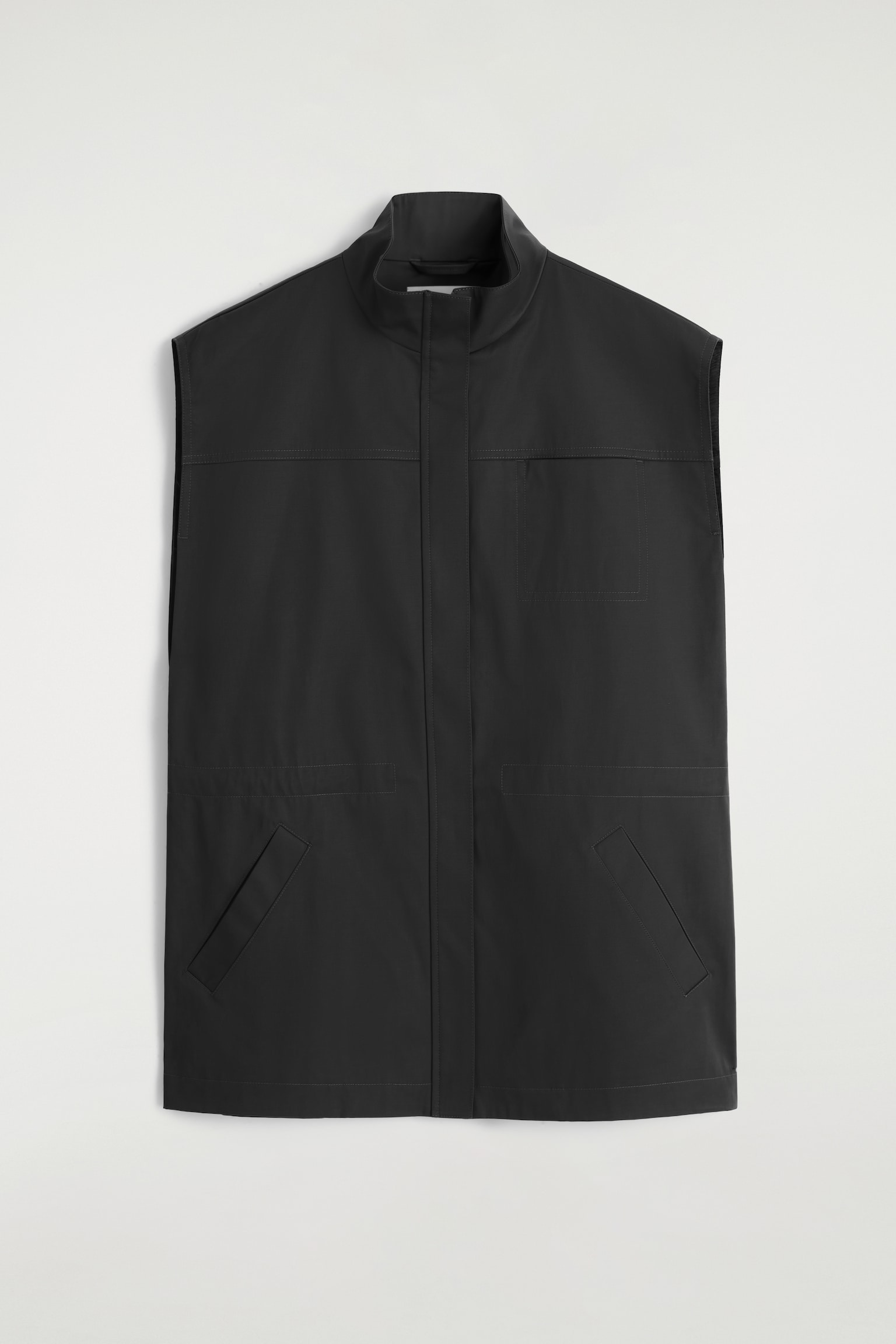 GILET UTILITY CON COLLO A LUPETTO - NERO/KAKI - 2