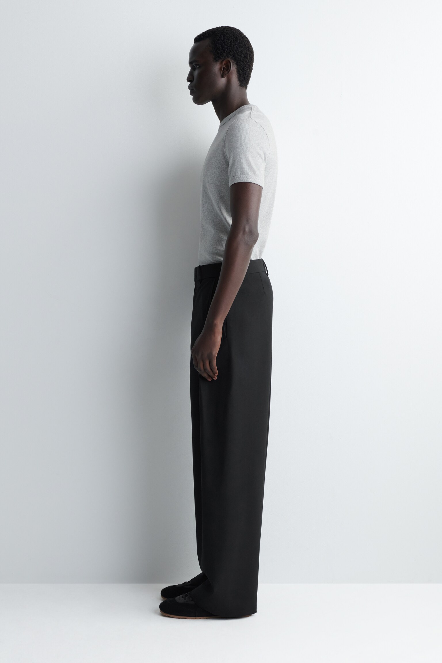 SLIM RIBBED COTTON T-SHIRT - LIGHT GREY/WHITE/BLACK/NAVY/DARK KHAKI/KHAKI/CHARCOAL - 4