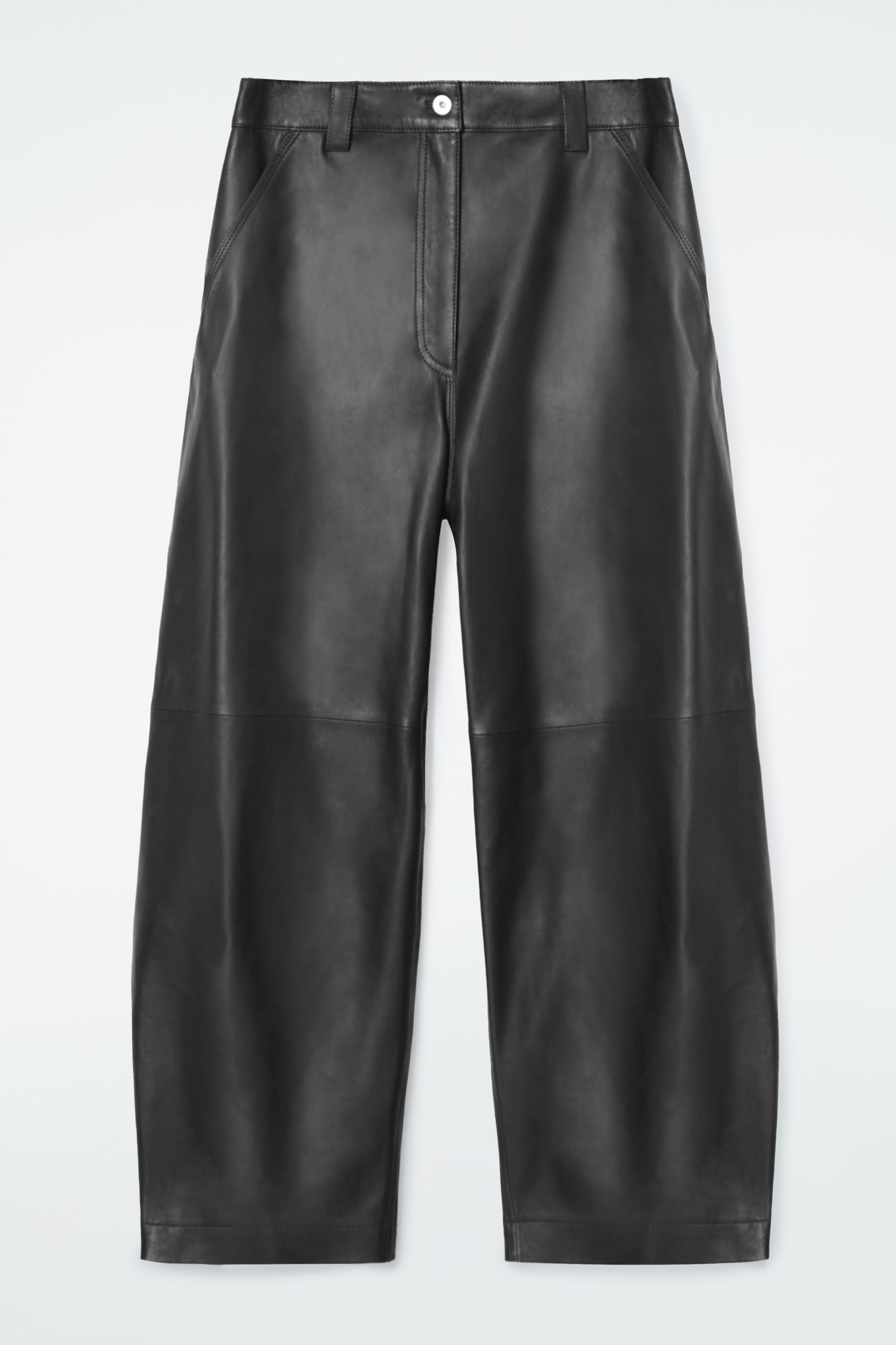 View larger image: LEATHER BARREL-LEG UTILITY TROUSERS - BLACK - Ladies | H&M GB 1