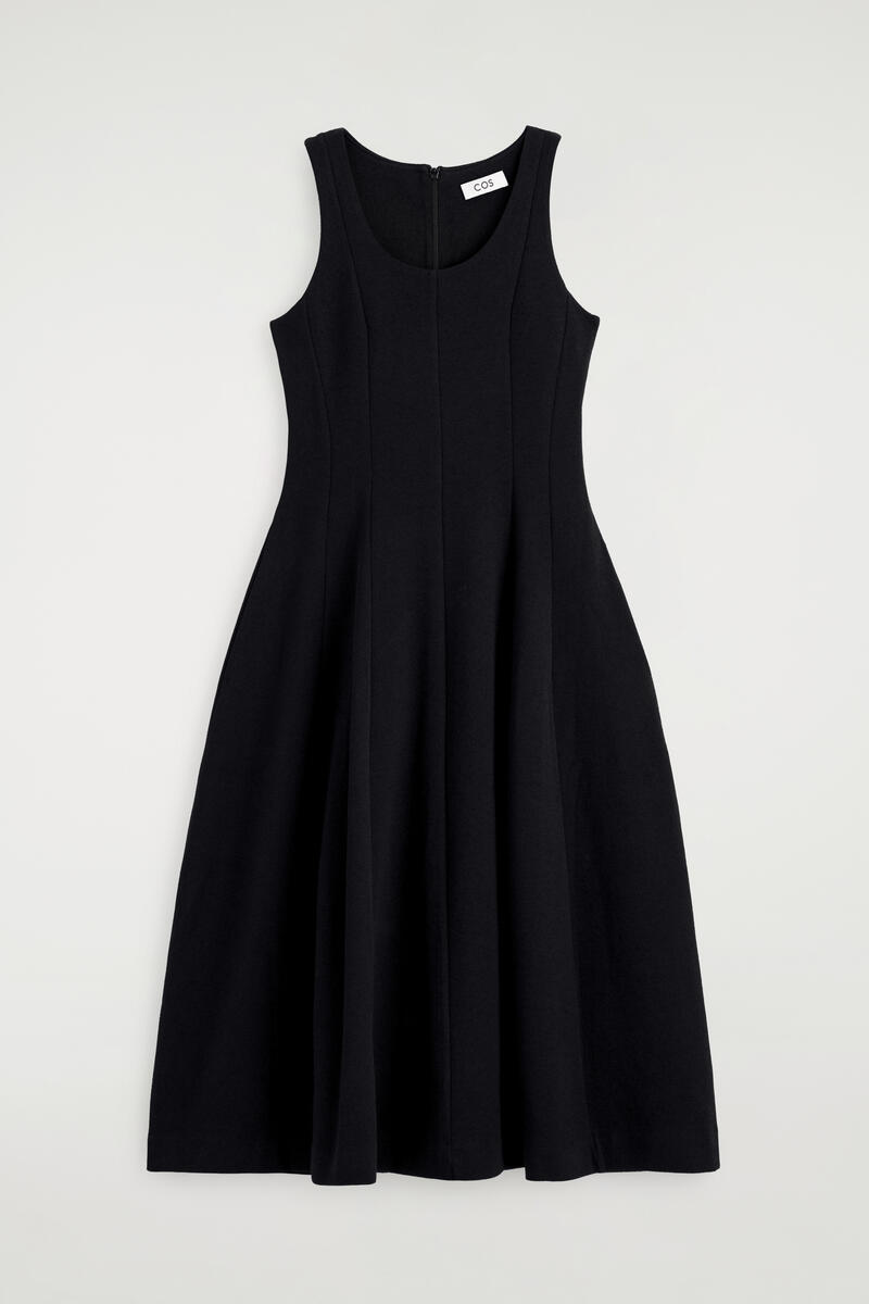 COS Sculpted Cotton Midi Dress Black Women's Large