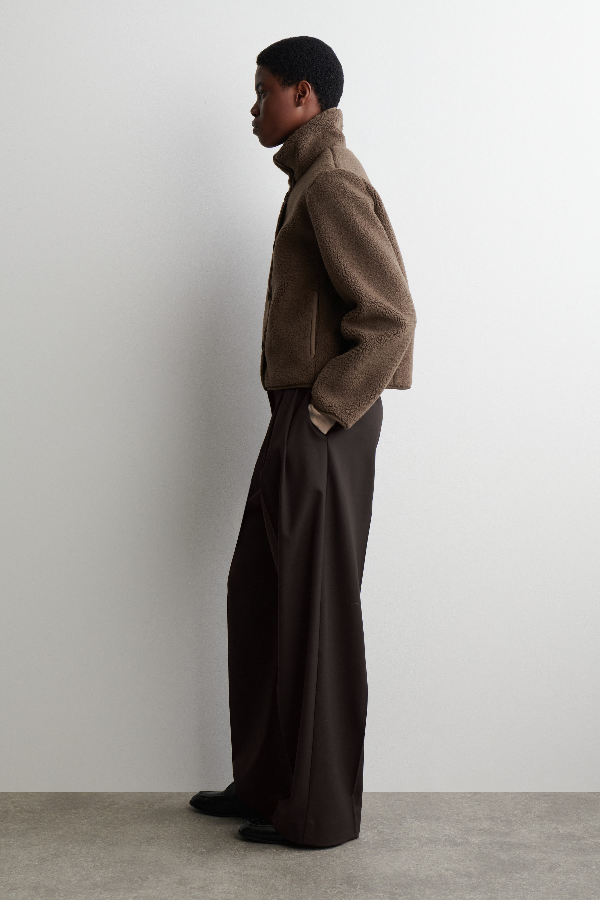 MOCK-NECK TEDDY JACKET - BROWN | COS US