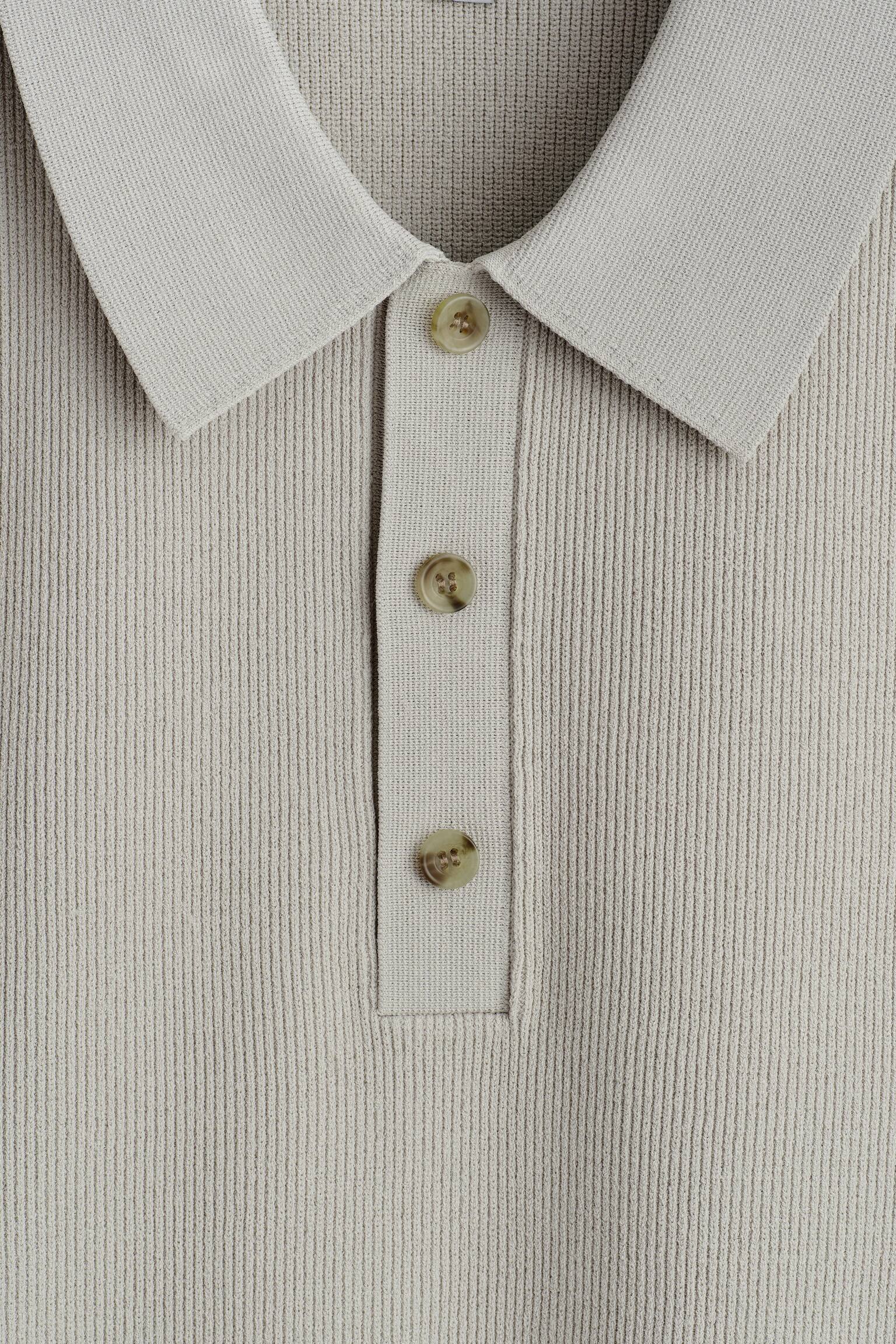 SLIM RIBBED BOUCLÉ-KNIT POLO SHIRT - SAGE/RUST - 6