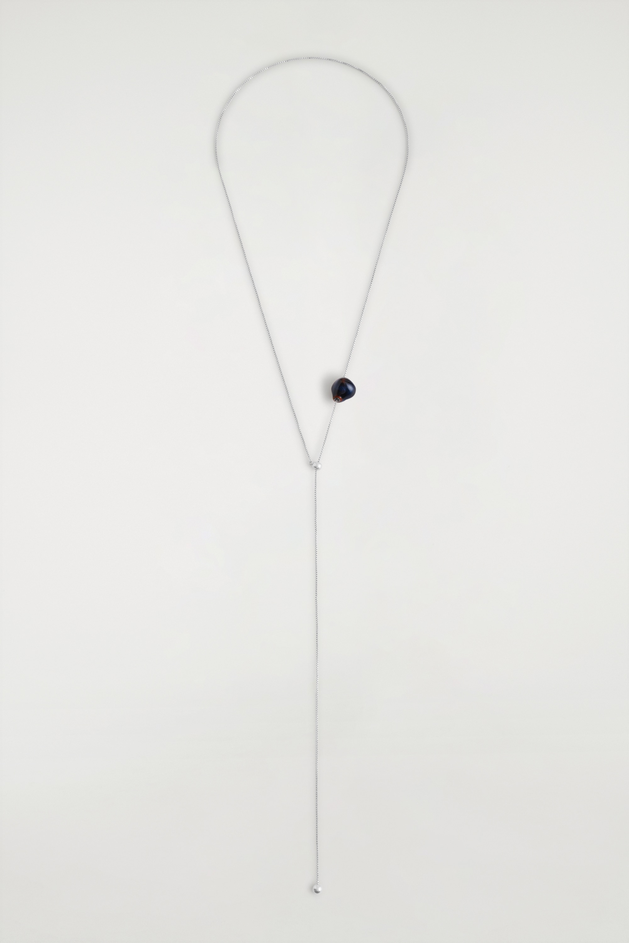 SAUTOIR À PENDENTIF EN CÉRAMIQUE - ARGENTÉ / BLEU