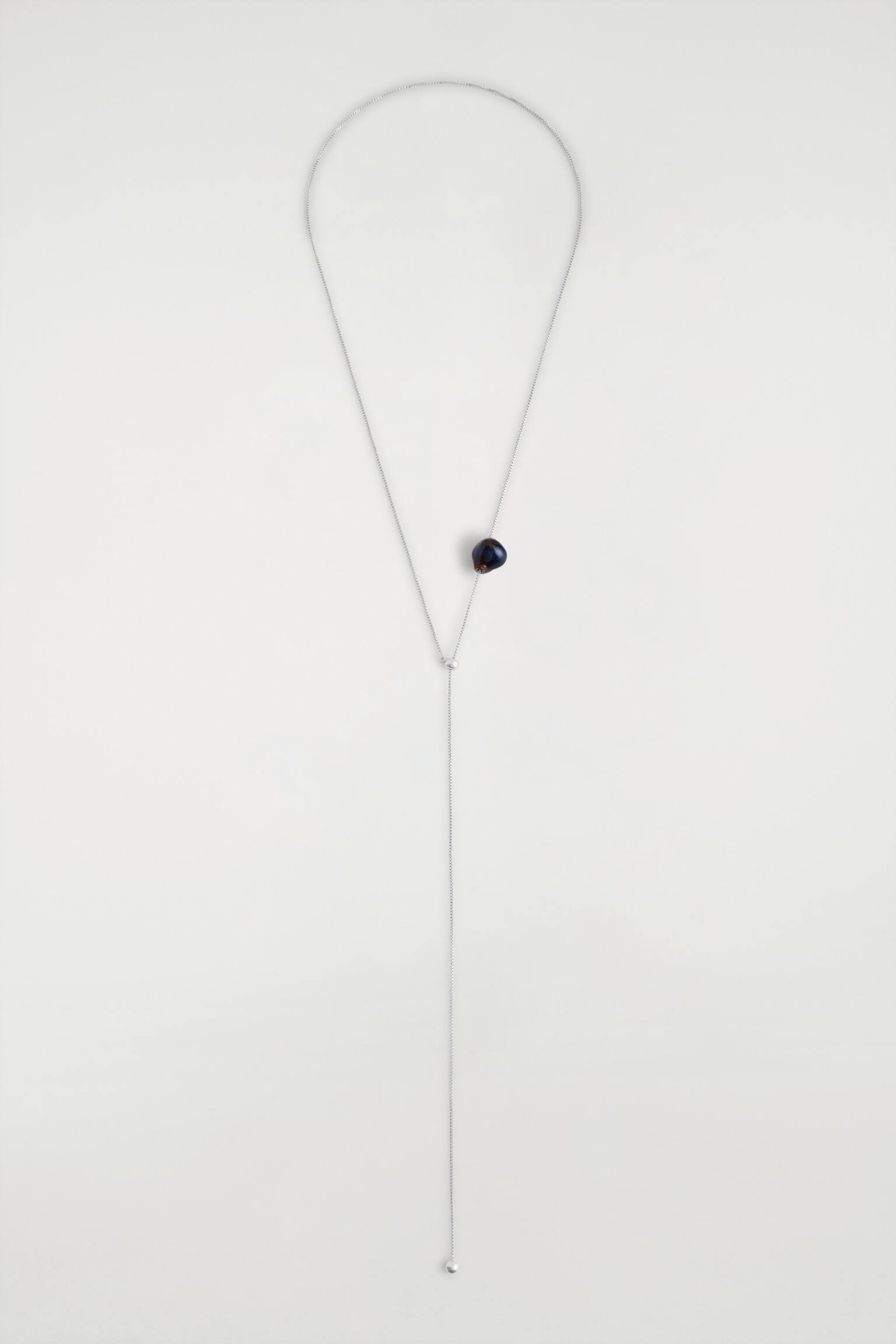 COLLANA IN CERAMICA CON CATENA REGOLABILE - ARGENTO / BLU - 2