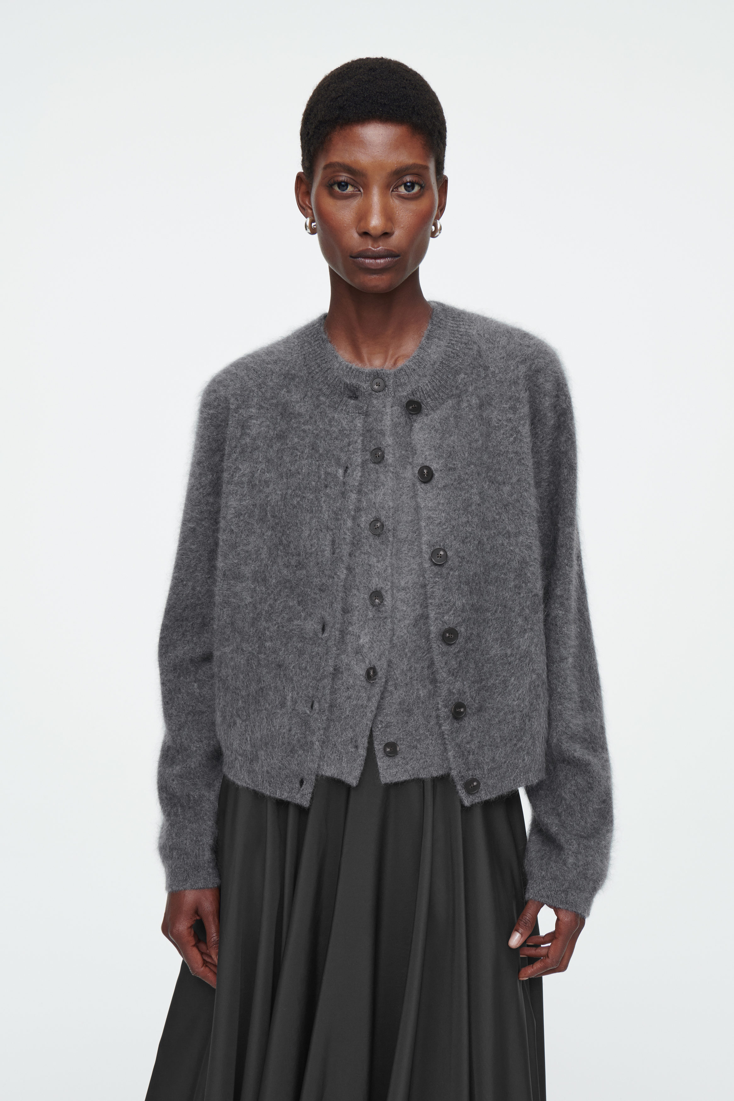 BRUSHED-CASHMERE CARDIGAN - DARK GREY | COS