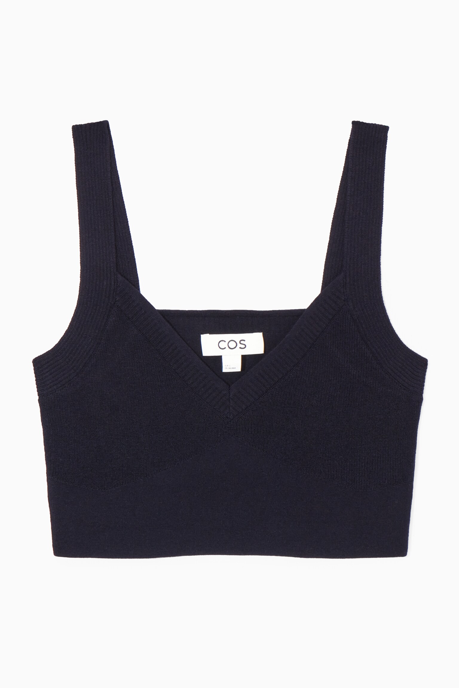 KNITTED V-NECK BRALETTE - NAVY