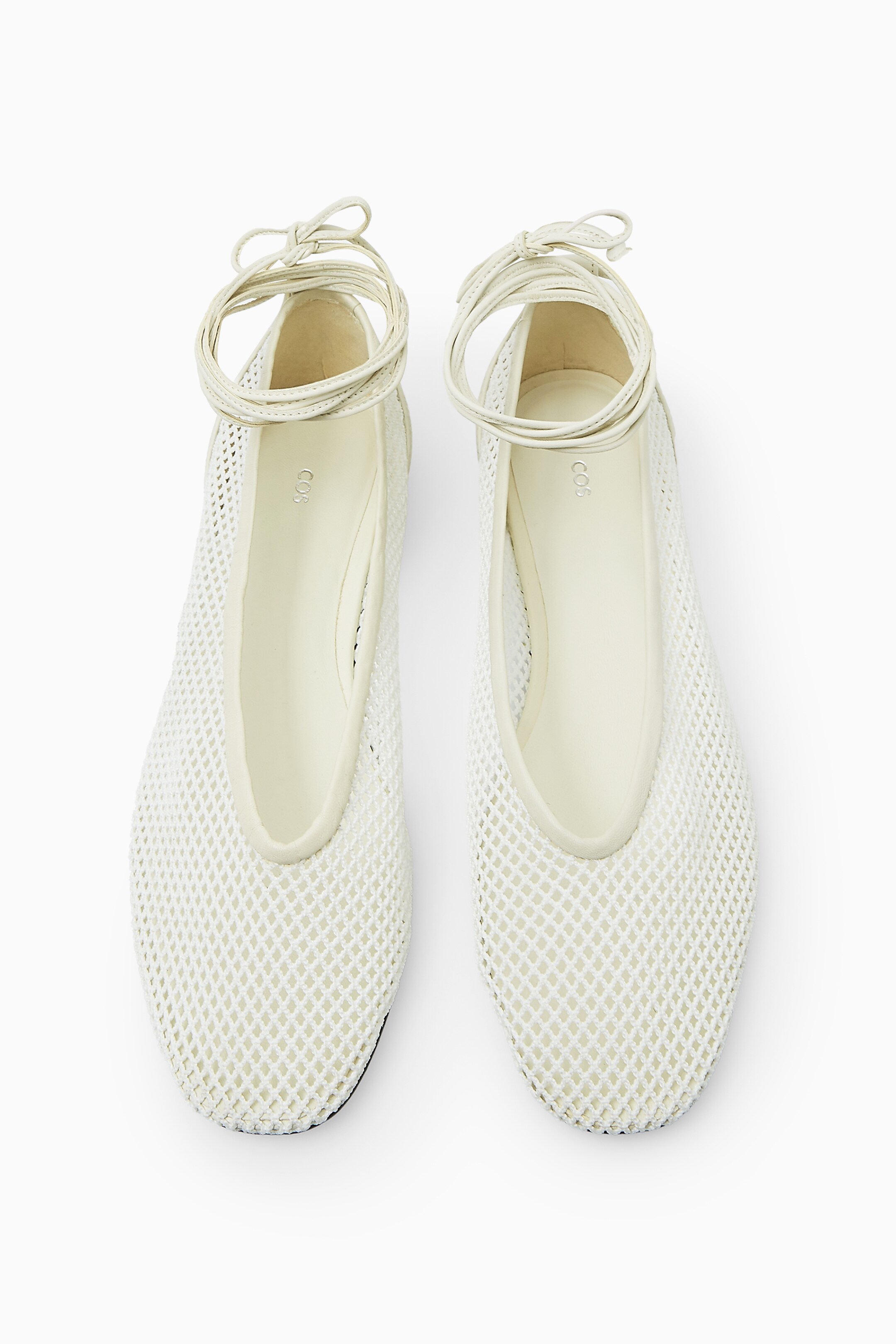 View larger image: LEATHER-TRIMMED MESH BALLET FLATS - WHITE - Ladies | H&M GB 3