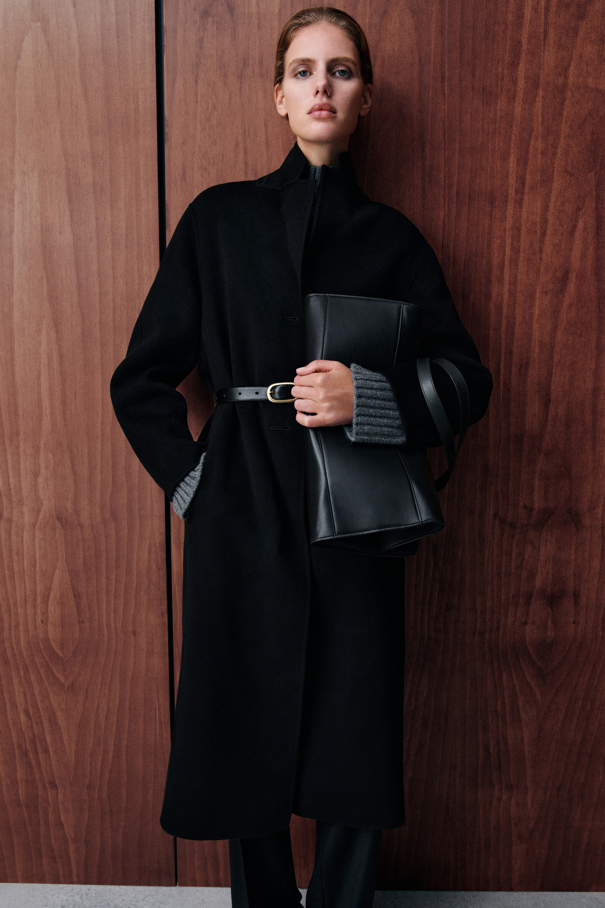 DOUBLE-FACED WOOL LONG COAT - BLACK | COS US