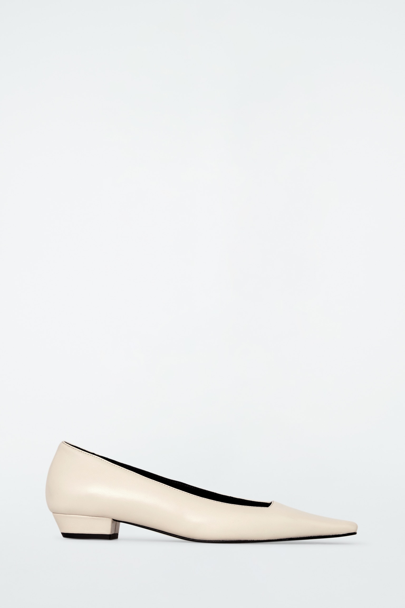 SQUARE-TOE LEATHER COURT SHOES - WHITE - 2