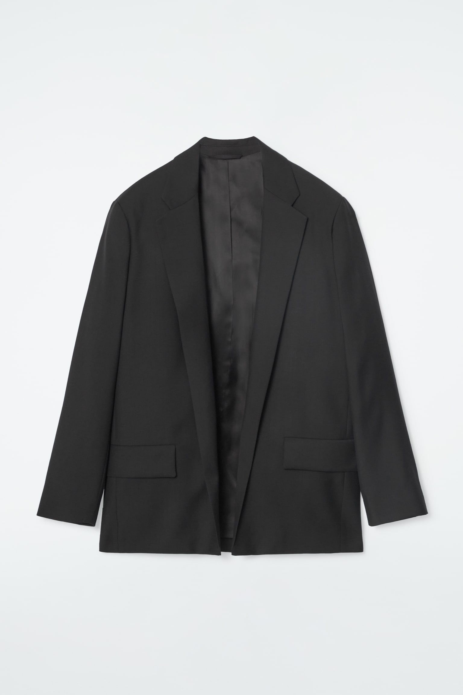 REGULAR SINGLE-BREASTED WOOL BLAZER - BLACK