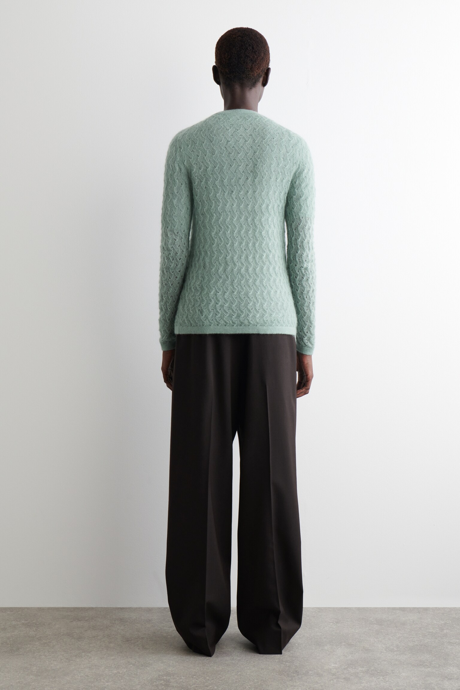 CARDIGAN EN MAILLE DE MOHAIR POINTELLE - BLEU CIEL - 6