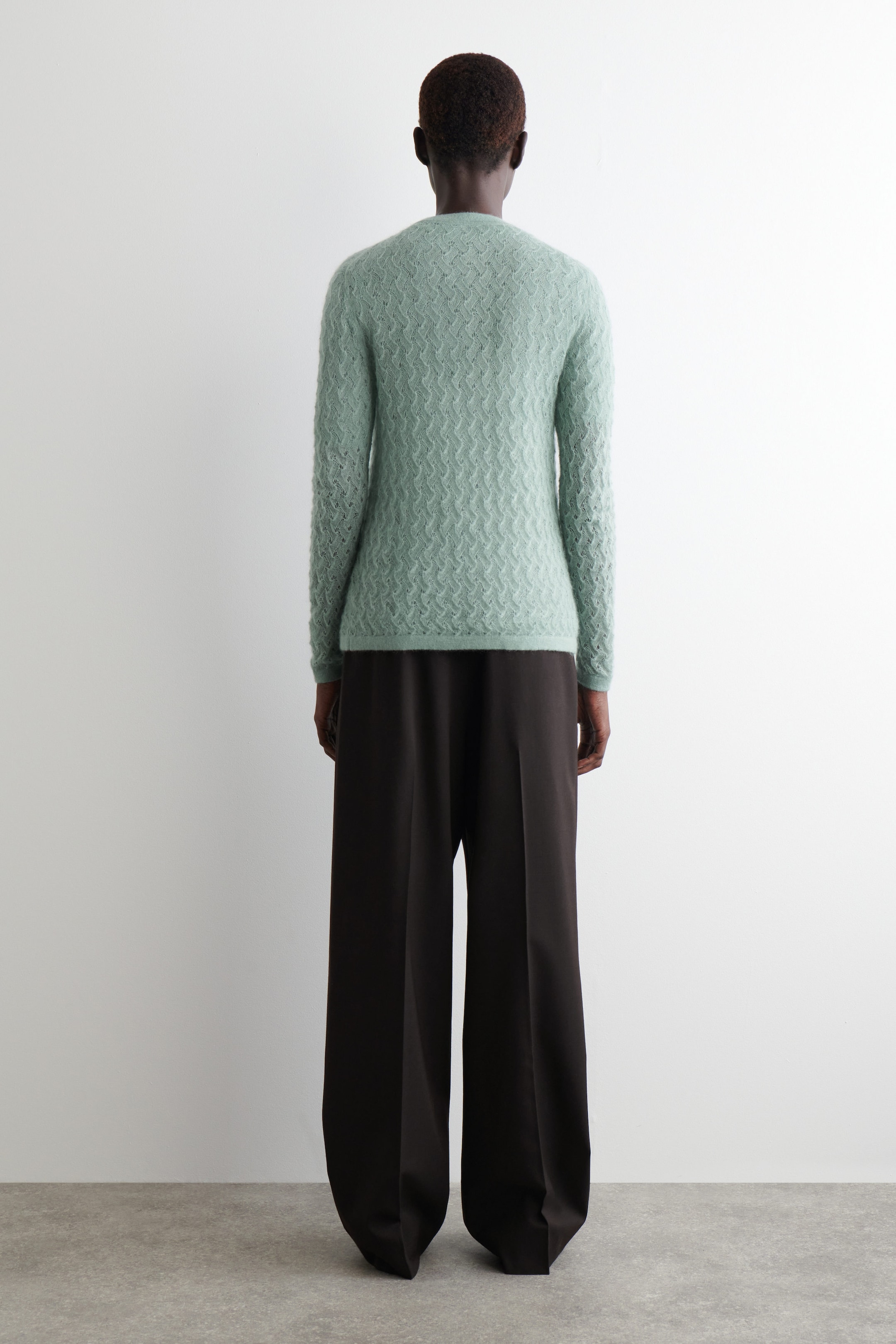 POINTELLE-KNIT MOHAIR CARDIGAN