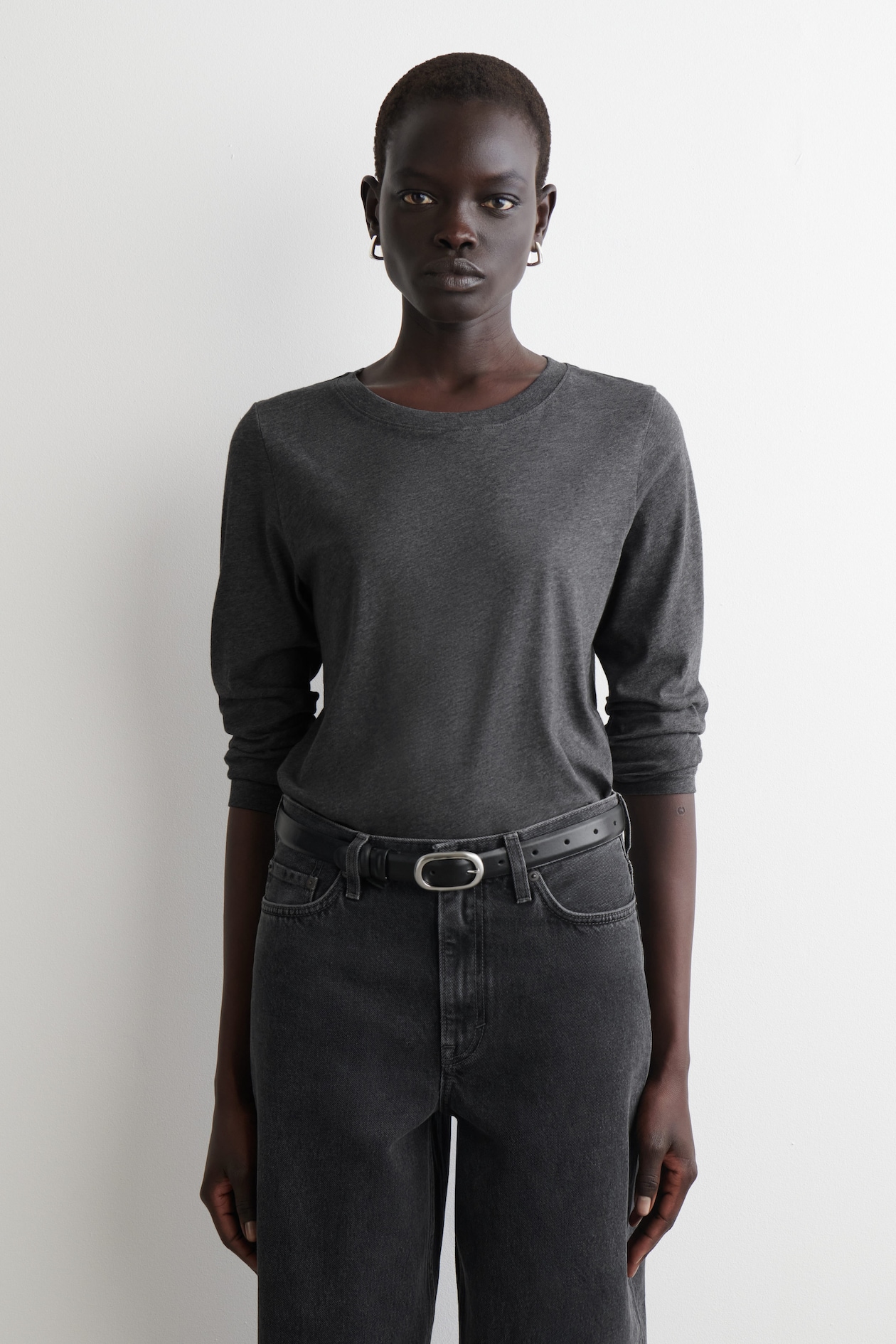 T-SHIRT 24/7 À MANCHES LONGUES - GRIS CHINÉ | COS FR