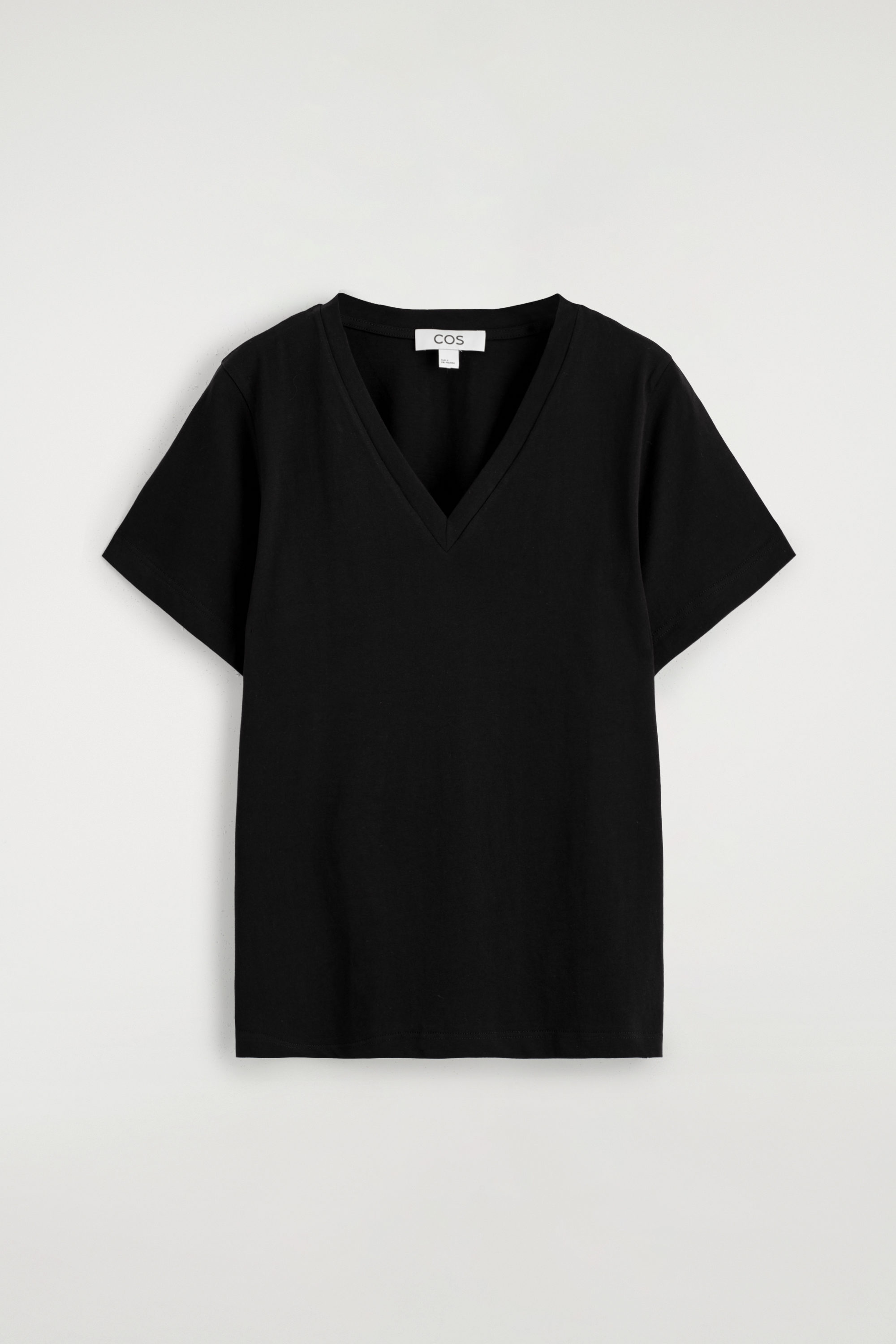 COTTON V-NECK T-SHIRT - BLACK | COS US