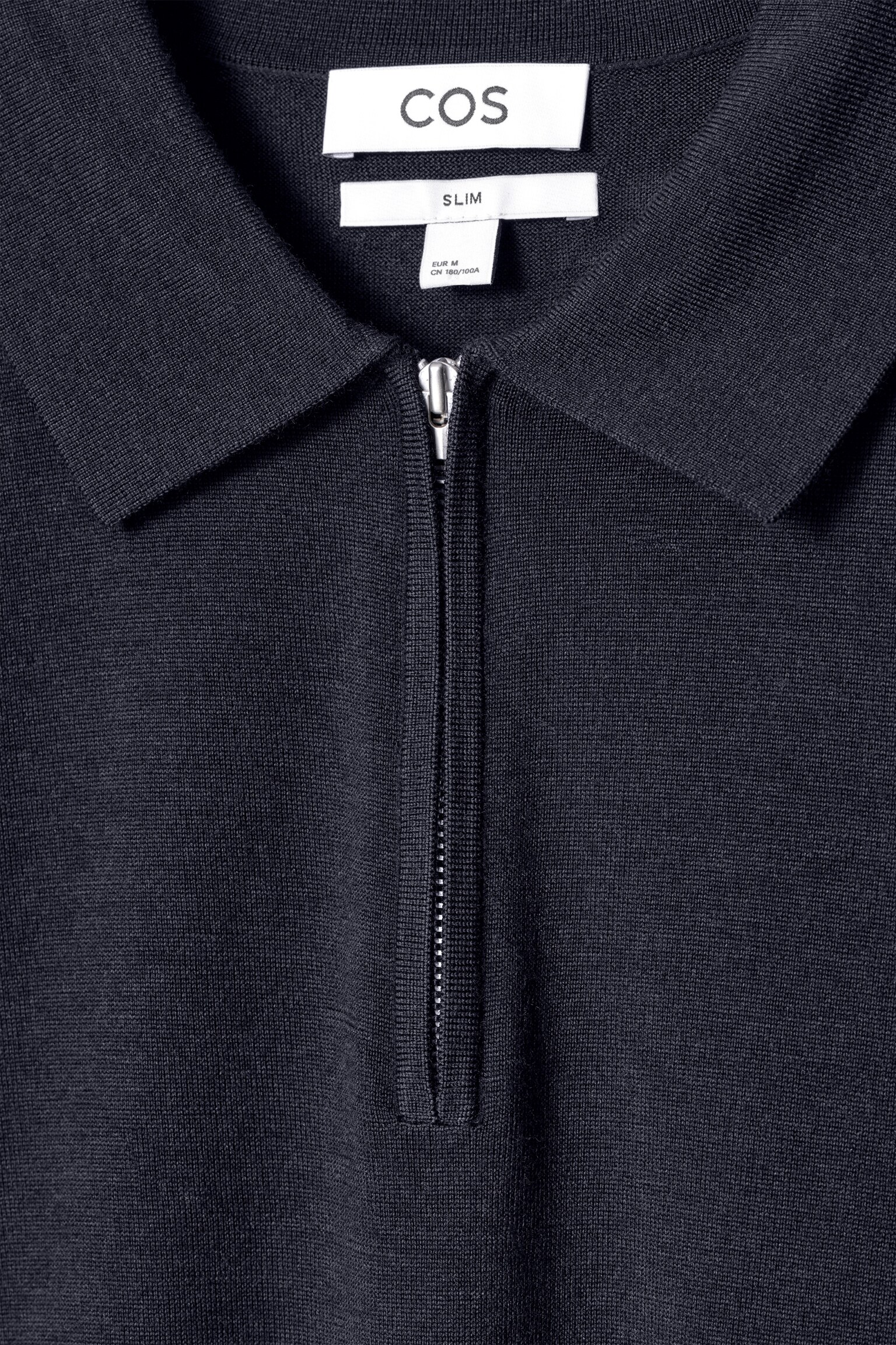 POLO ZIPPÉ EN LAINE MÉRINOS - BLEU MARINE - 5