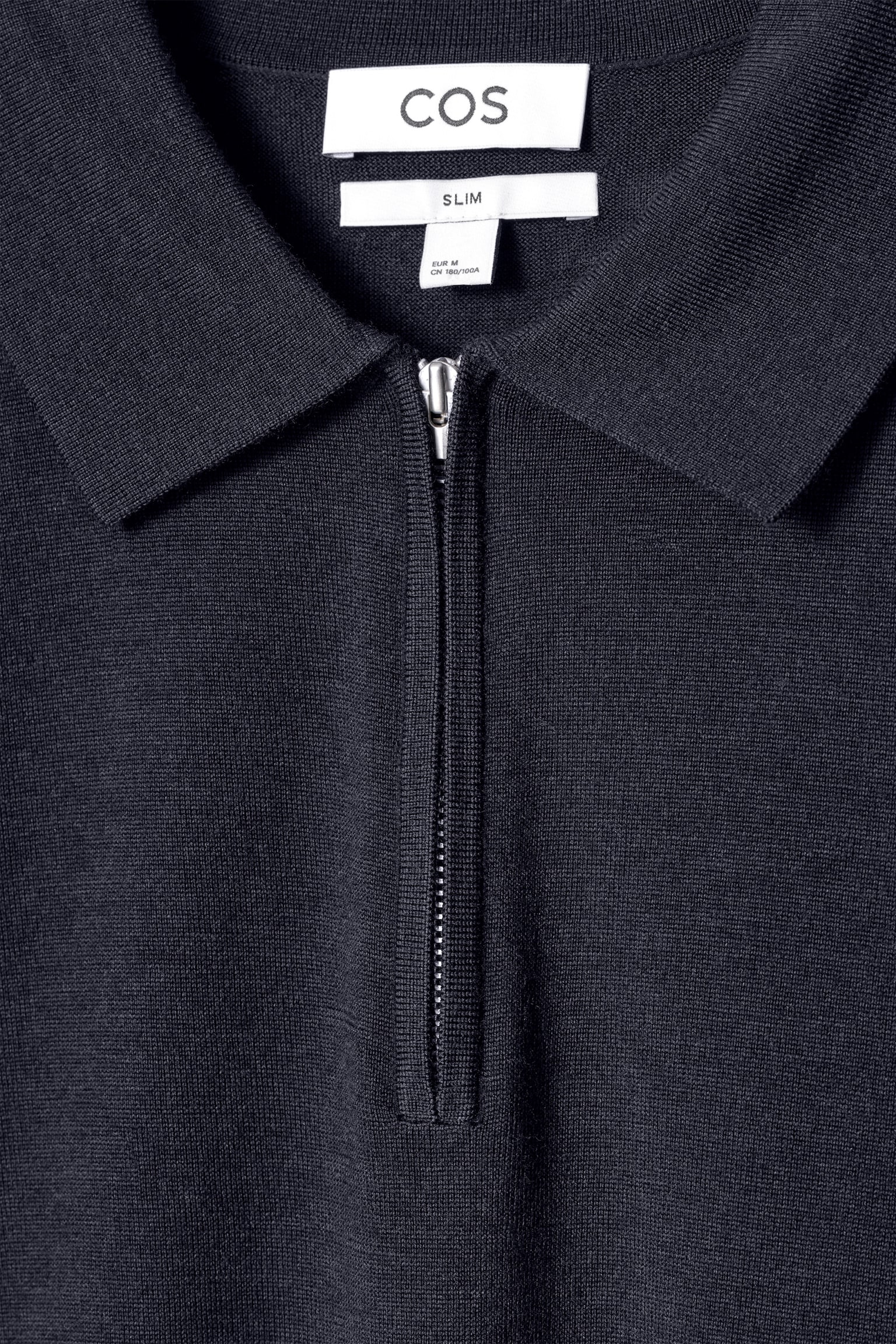 POLO ZIPPÉ EN LAINE MÉRINOS - BLEU MARINE - 5