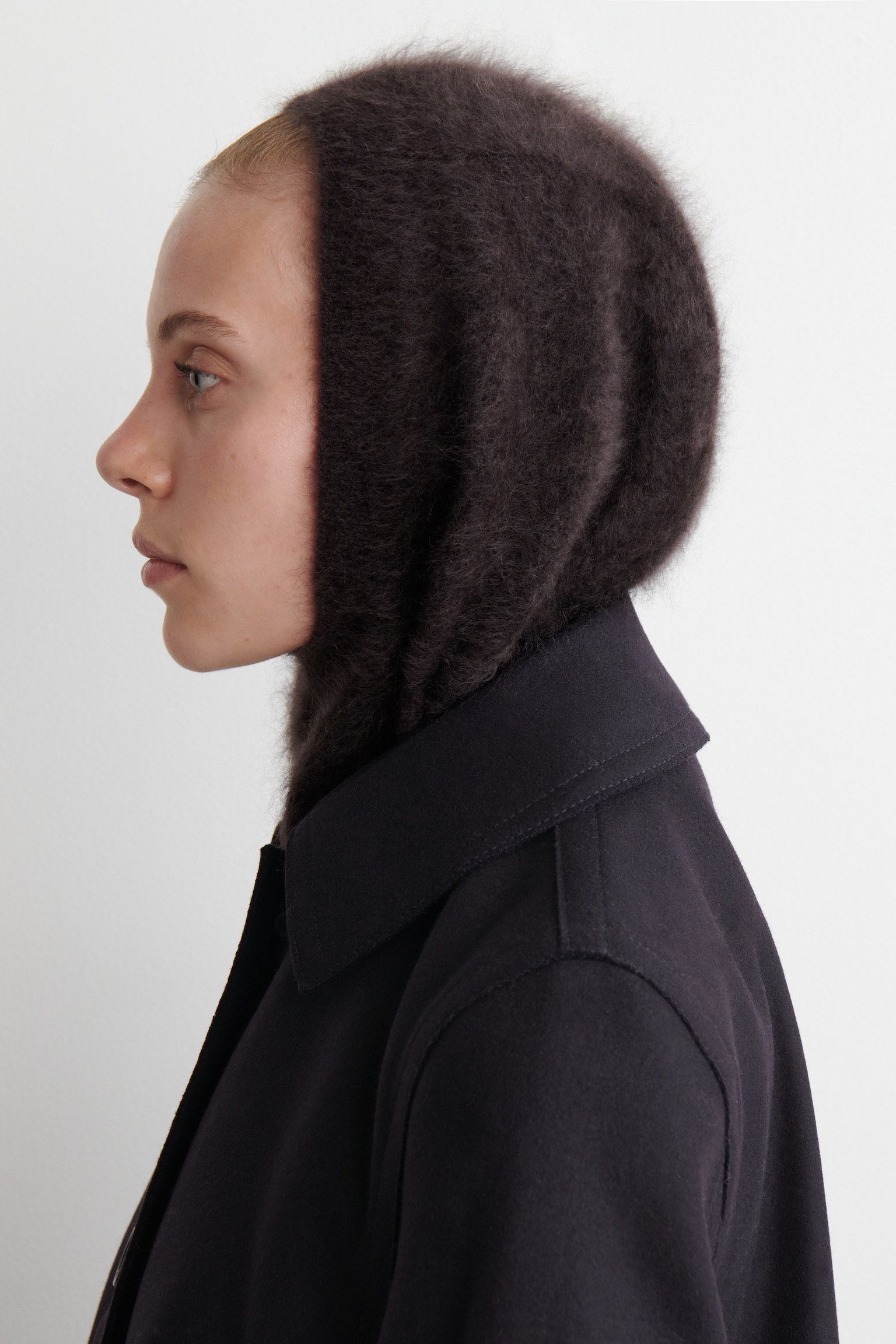 BRUSHED-CASHMERE HOOD - MARRONE SCURO/BEIGE - 3