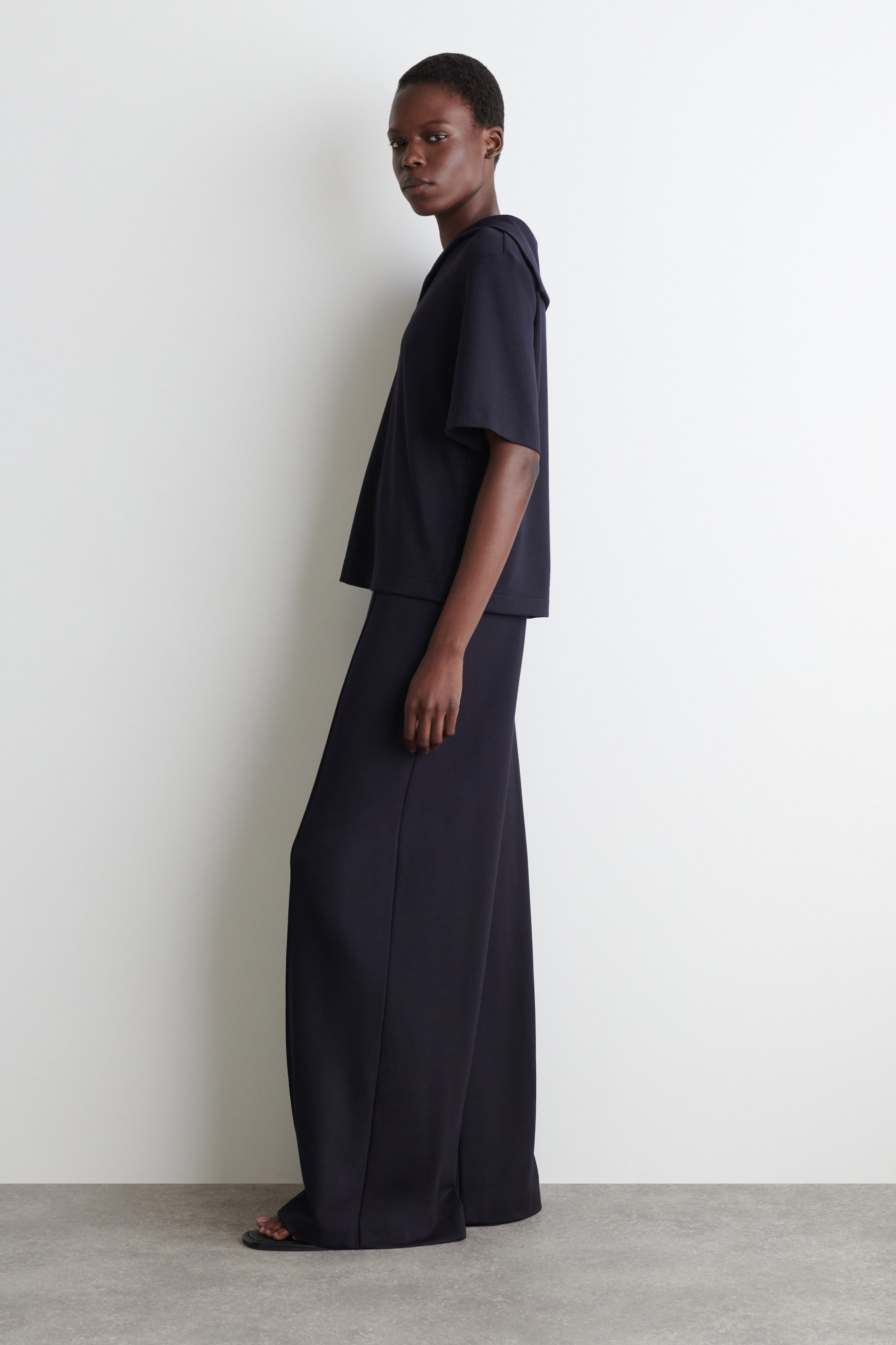 SAILOR-COLLAR JERSEY T-SHIRT