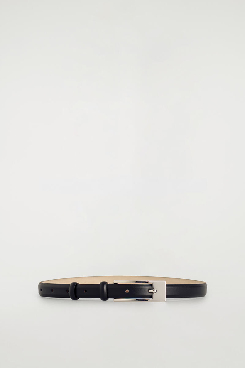 COS Elongated-Buckle Leather Belt Black Women's Extra Small