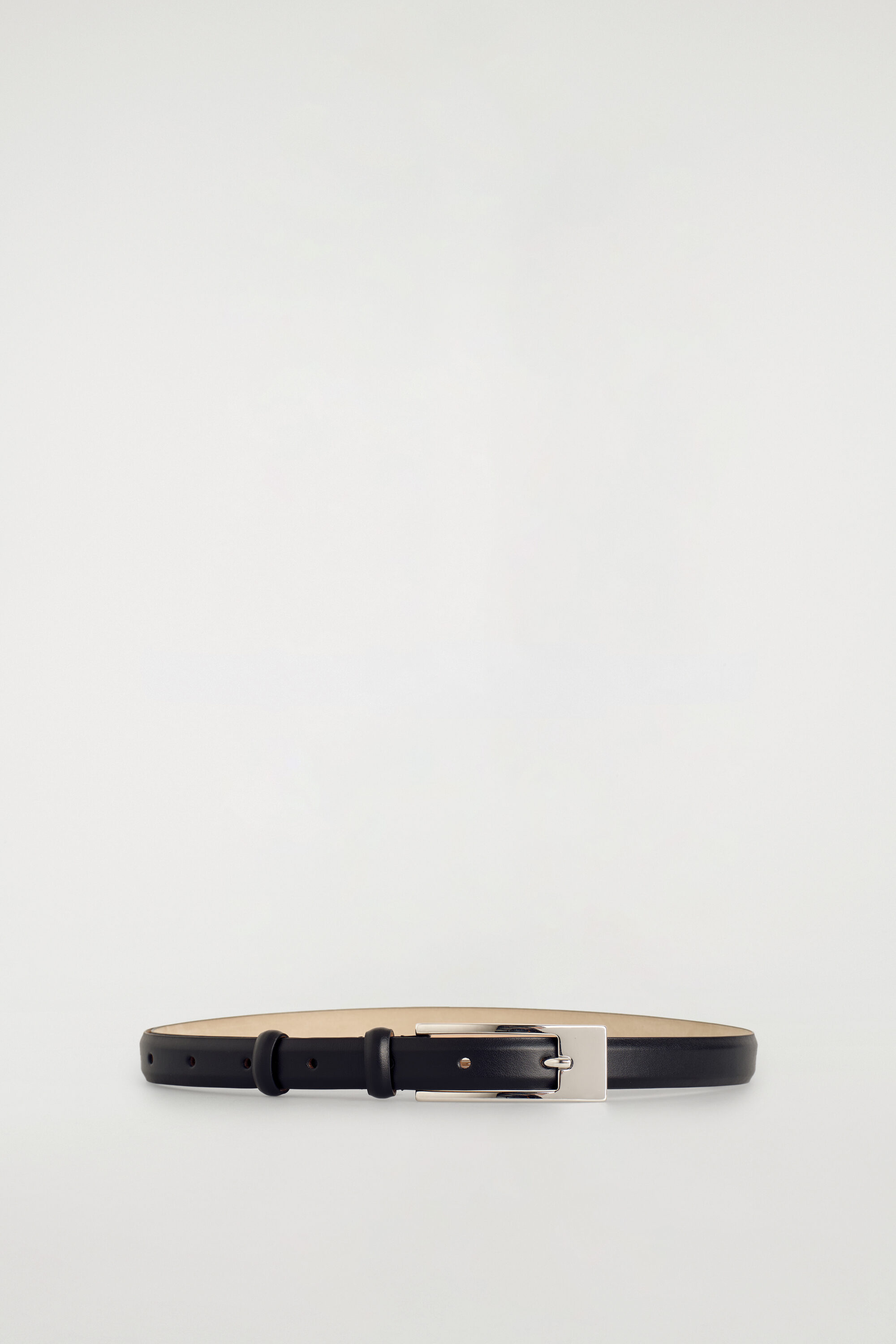 Elongated-buckle Leather Belt